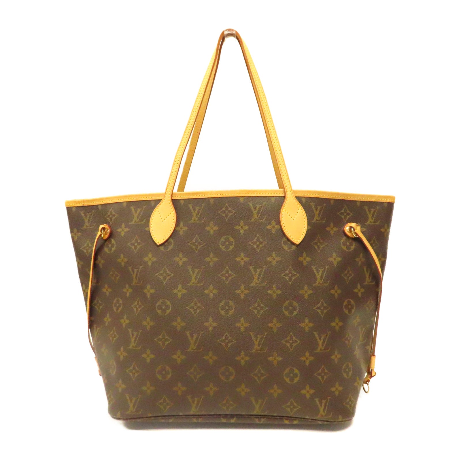 LOUIS VUITTON Monogram Neverfull MM金扣手挽袋啡色