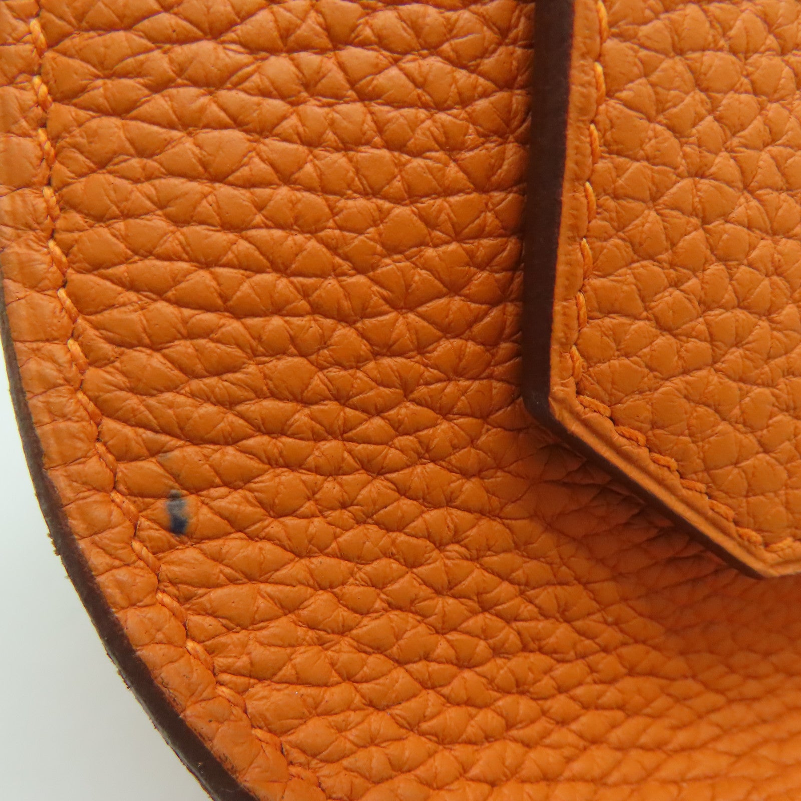 HERMES Clemence皮革Jypsiere 34銀扣肩背袋Orange/橙色