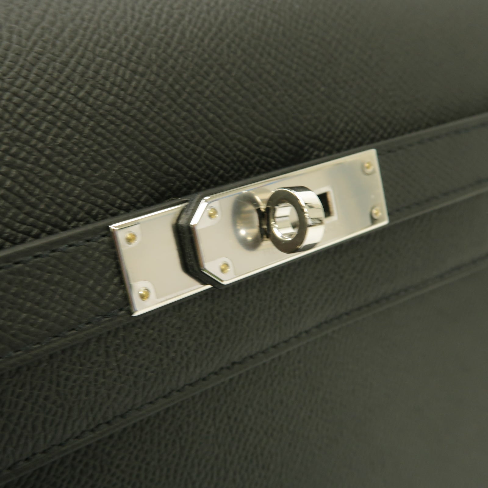 HERMES Epsom皮革Kelly Depeches 36 Briefcase銀扣公事包黑色
