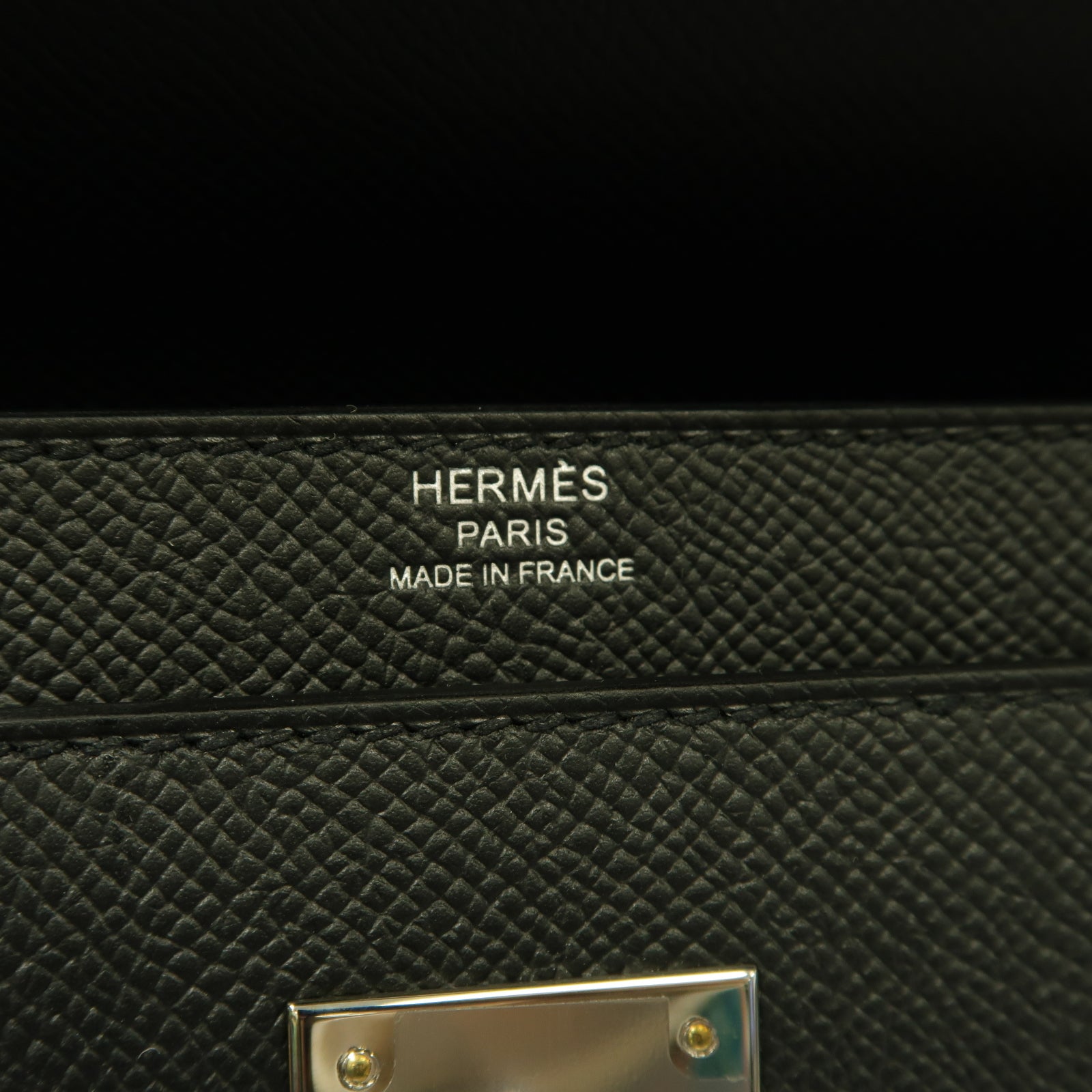 HERMES Epsom皮革Kelly Depeches 36 Briefcase銀扣公事包黑色