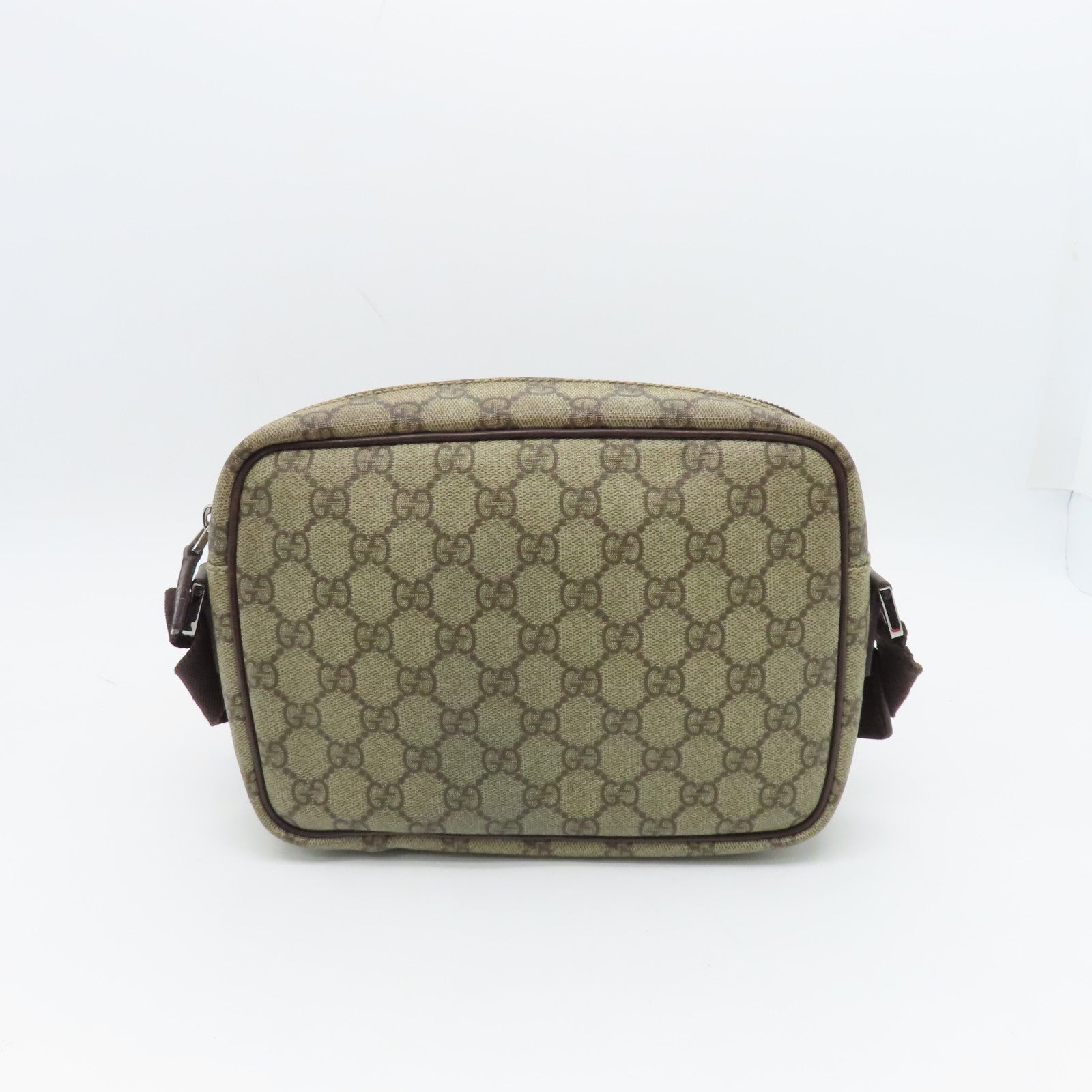 GUCCI coated canvas Shoulder Bag silver buckle shoulder bag brown