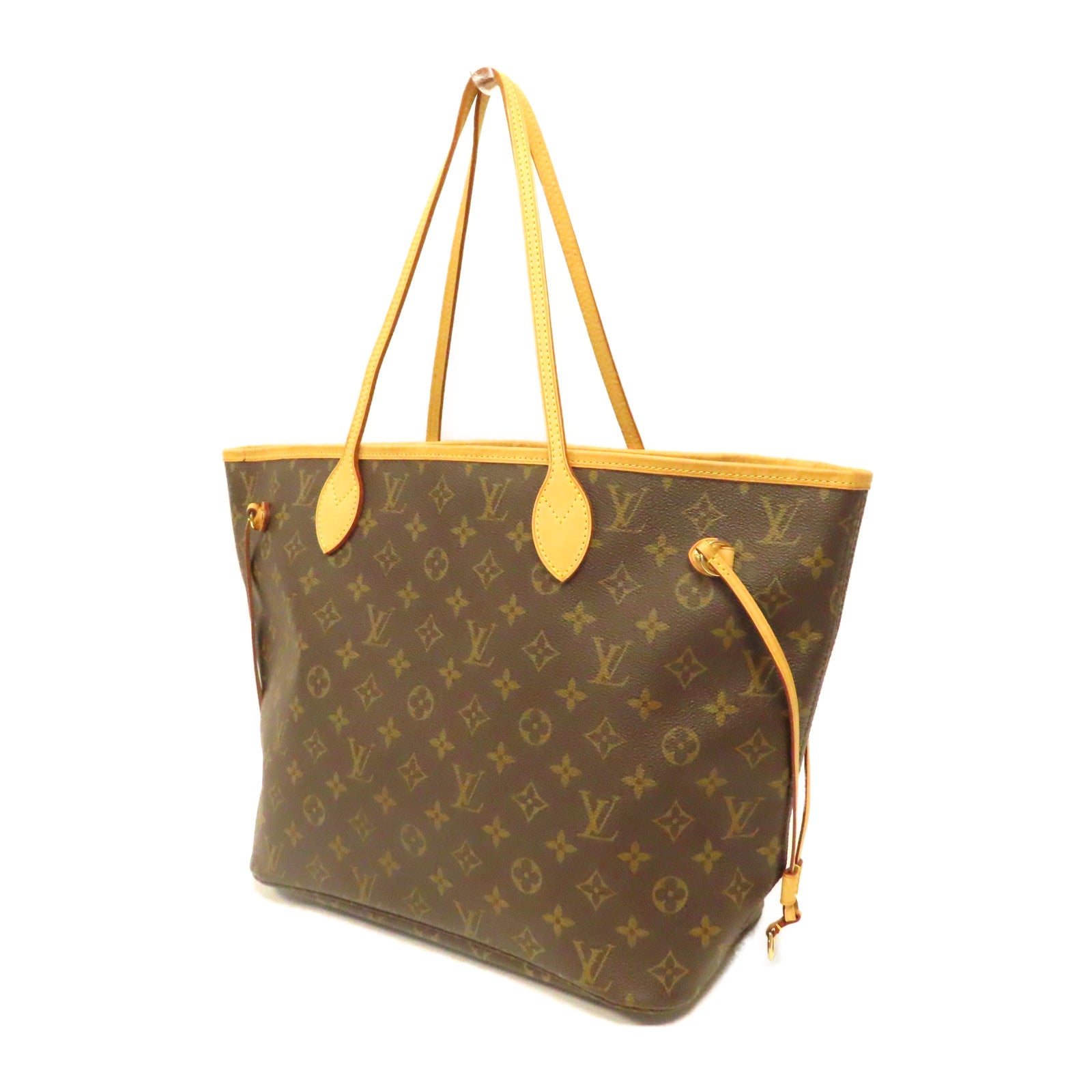 LOUIS VUITTON Monogram Neverfull MM金扣手挽袋啡色
