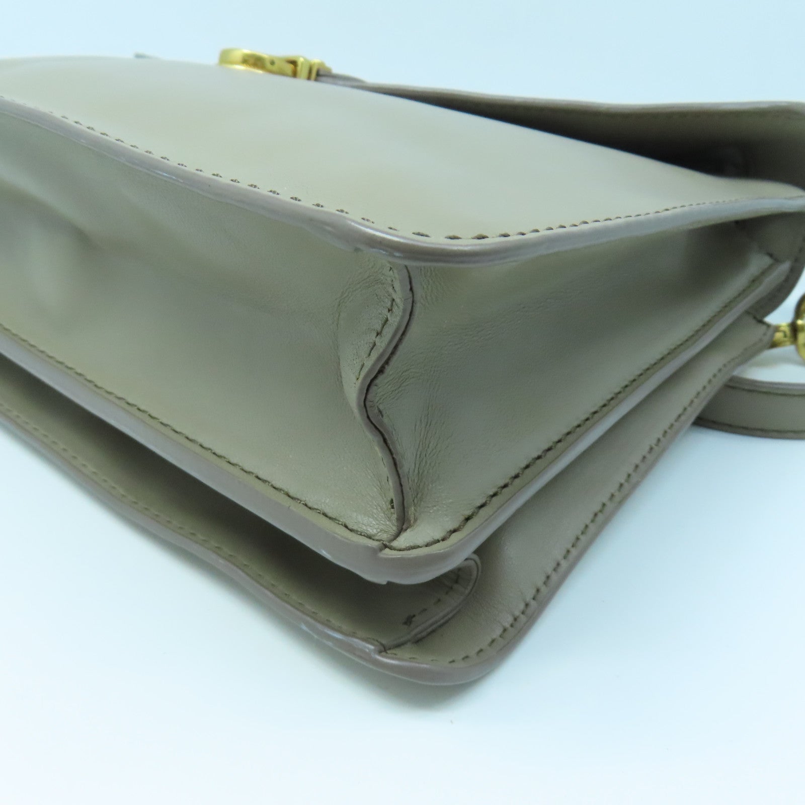MARC JACOBS cowhide leather 2 Way Shoulder gold buckle handle shoulder bag gray