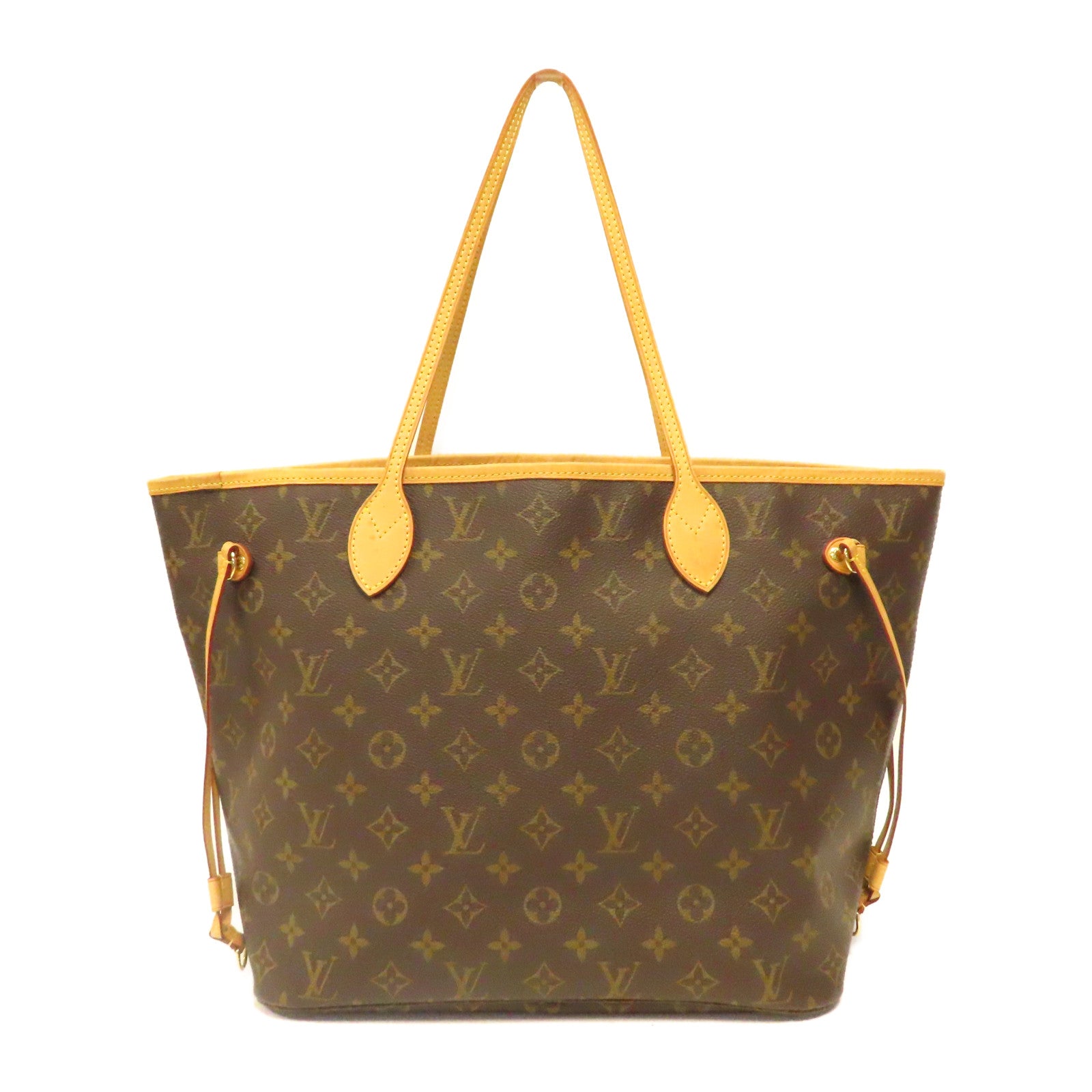 LOUIS VUITTON Monogram Neverfull MM金扣手挽袋啡色