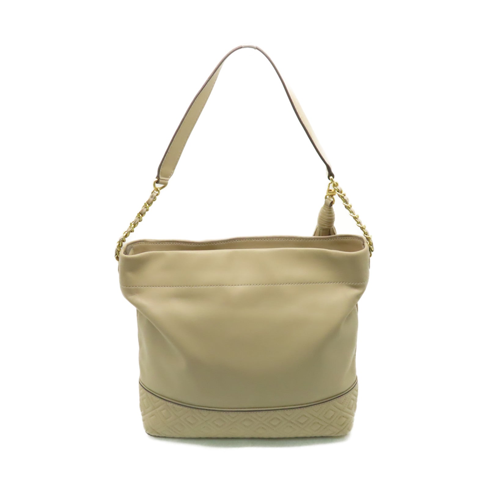 Tory Burch 【激減優惠】牛皮皮革Shoulder Bag金扣肩背袋米色