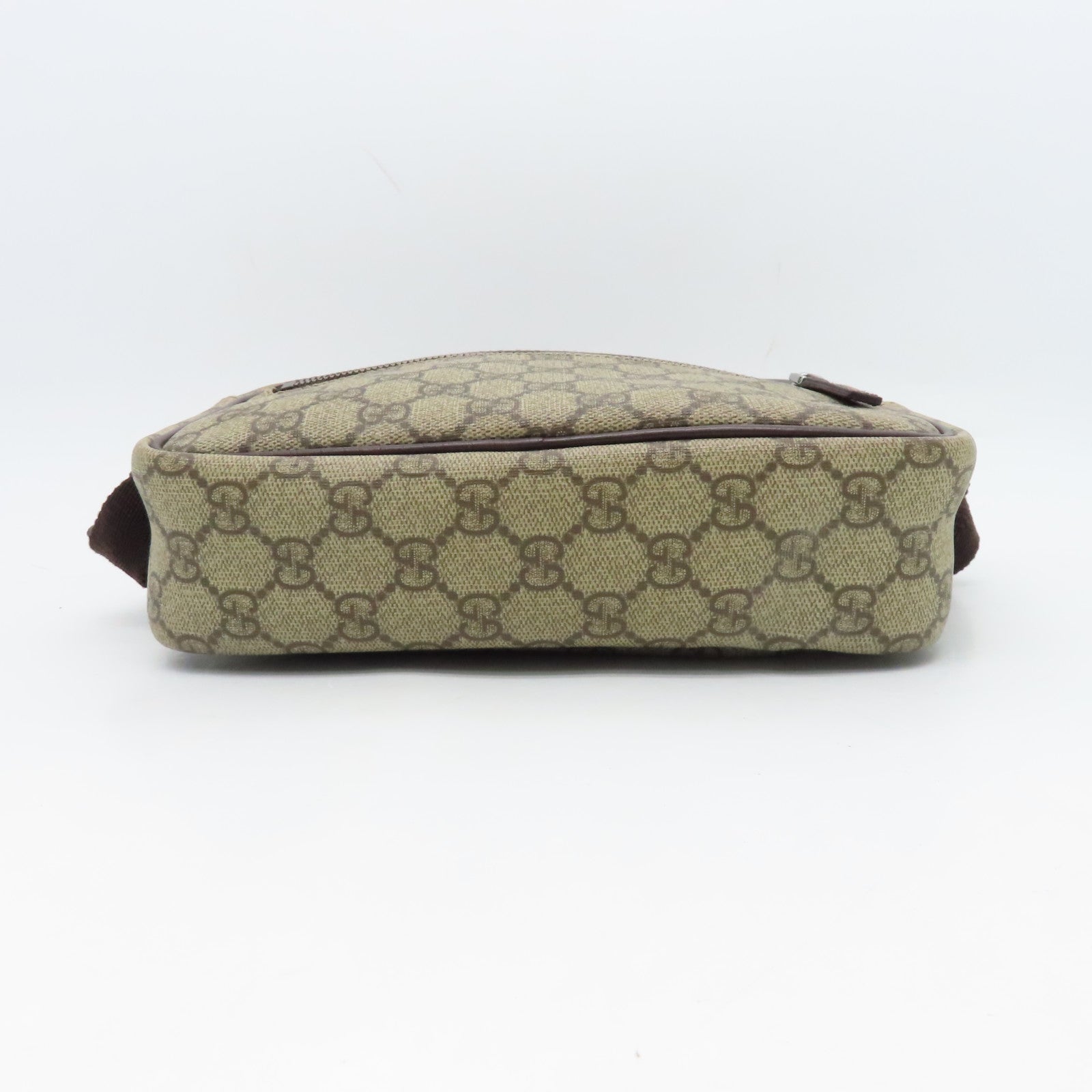 GUCCI coated canvas Shoulder Bag silver buckle shoulder bag brown