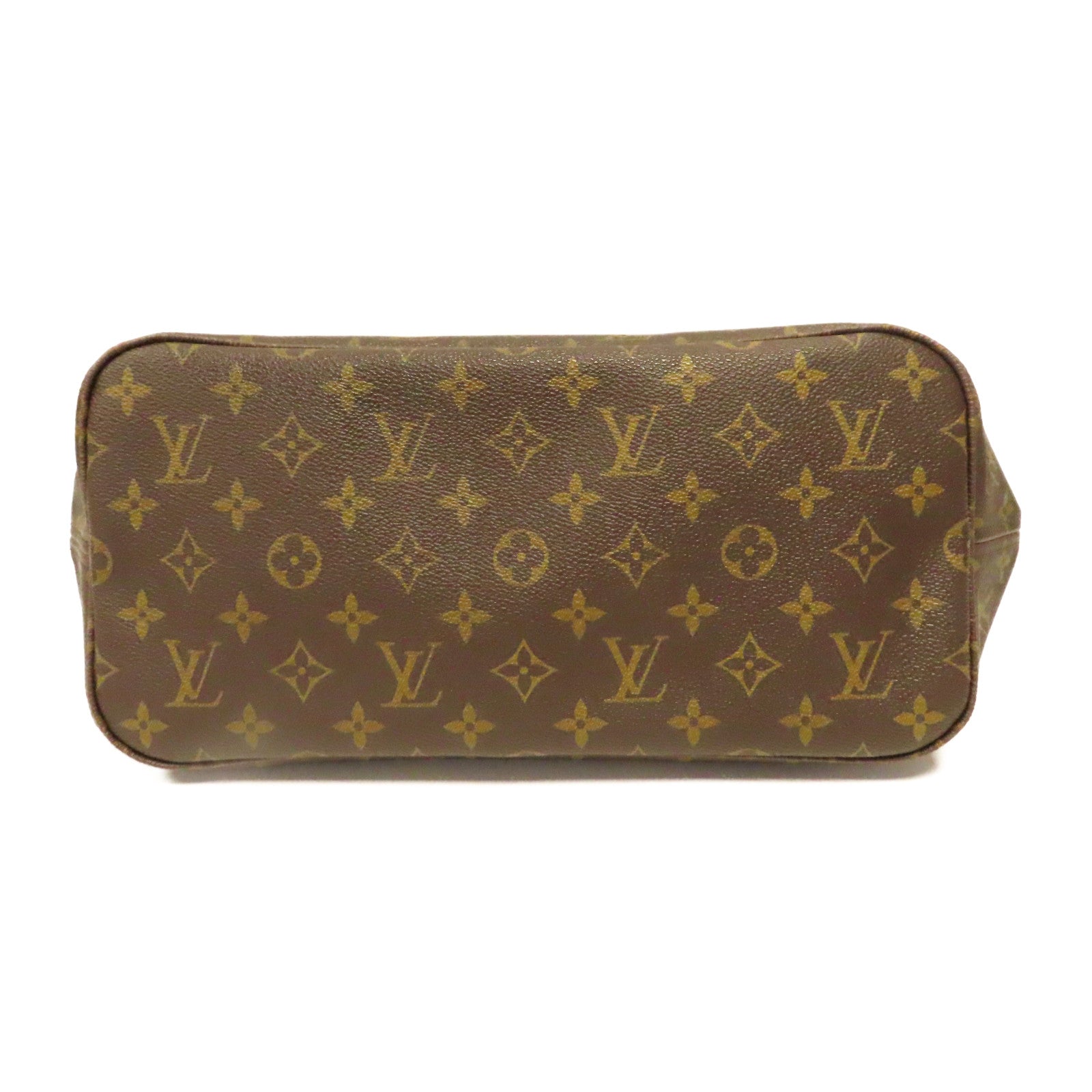 LOUIS VUITTON Monogram Neverfull MM金扣手挽袋啡色