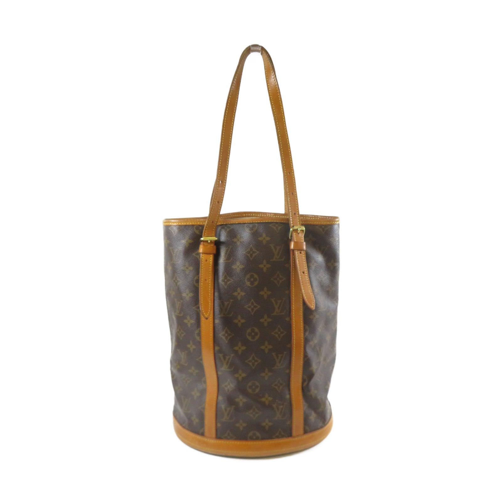 LOUIS VUITTON Monogram Bucket GM金扣手挽袋啡色