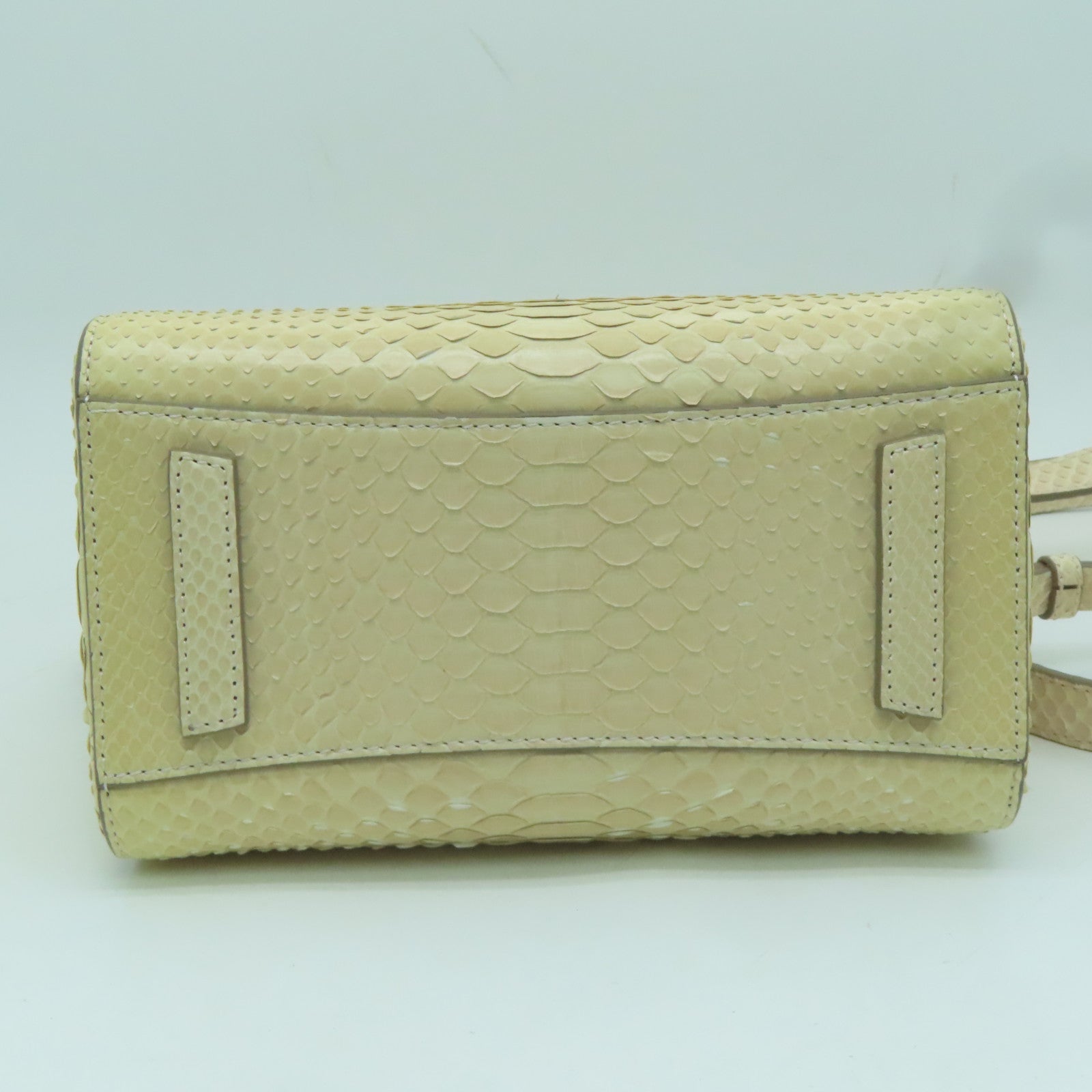GIVENCHY 蛇皮皮革2 Way Shoulder Bag銀扣手挽肩背兩用袋米色