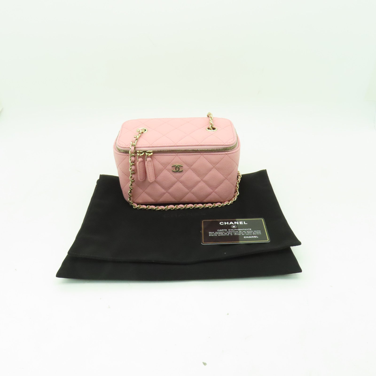 CHANEL 【激減優惠】菱格Caviar皮革Chain Shoulder Bag金扣鏈帶肩背袋粉紅色