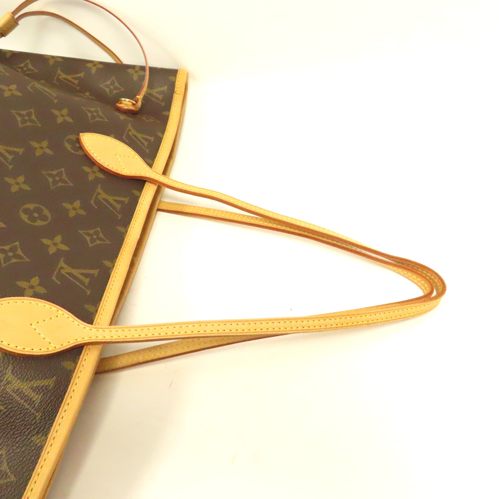 LOUIS VUITTON Monogram Neverfull MM金扣手挽袋啡色