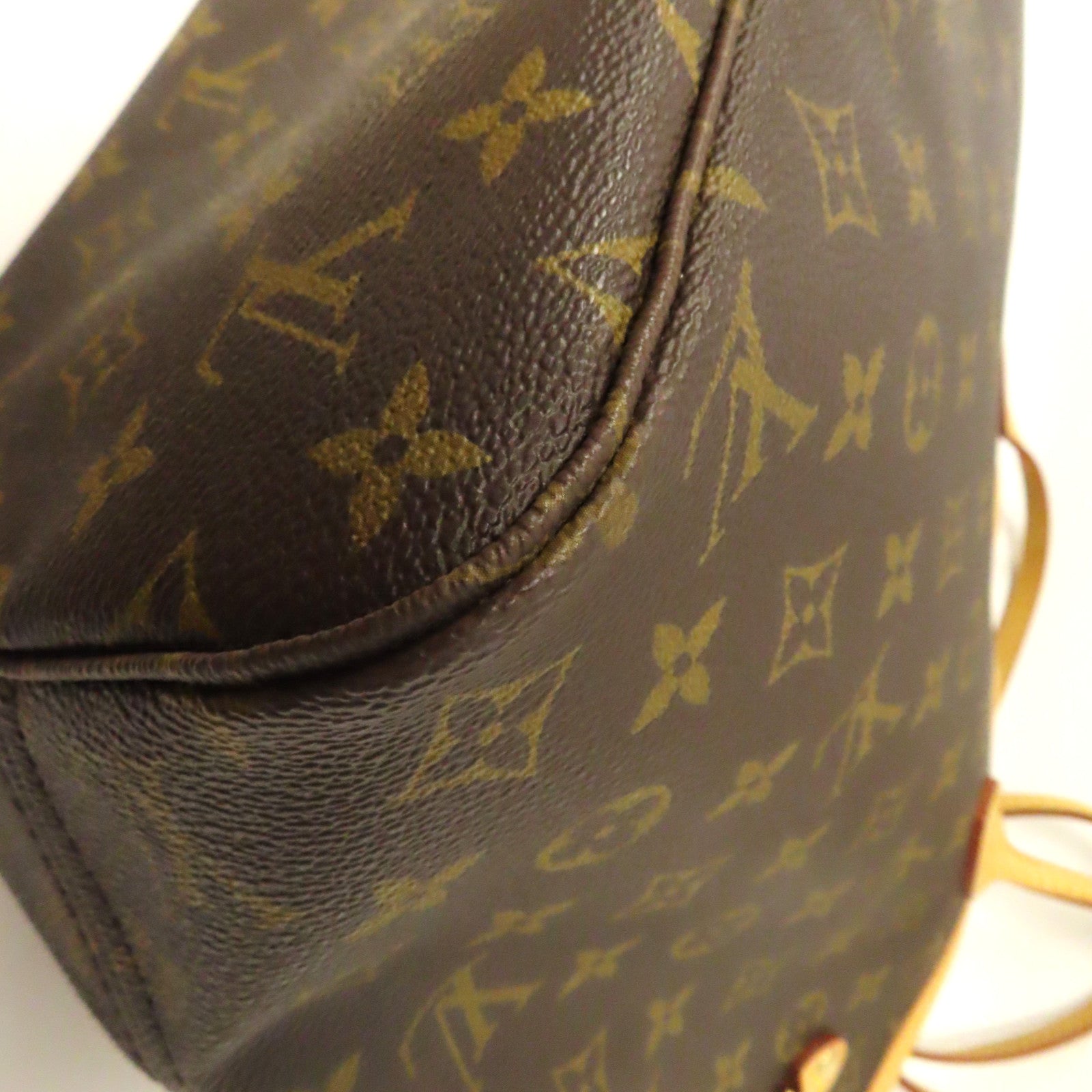 LOUIS VUITTON Monogram Neverfull MM金扣手挽袋啡色
