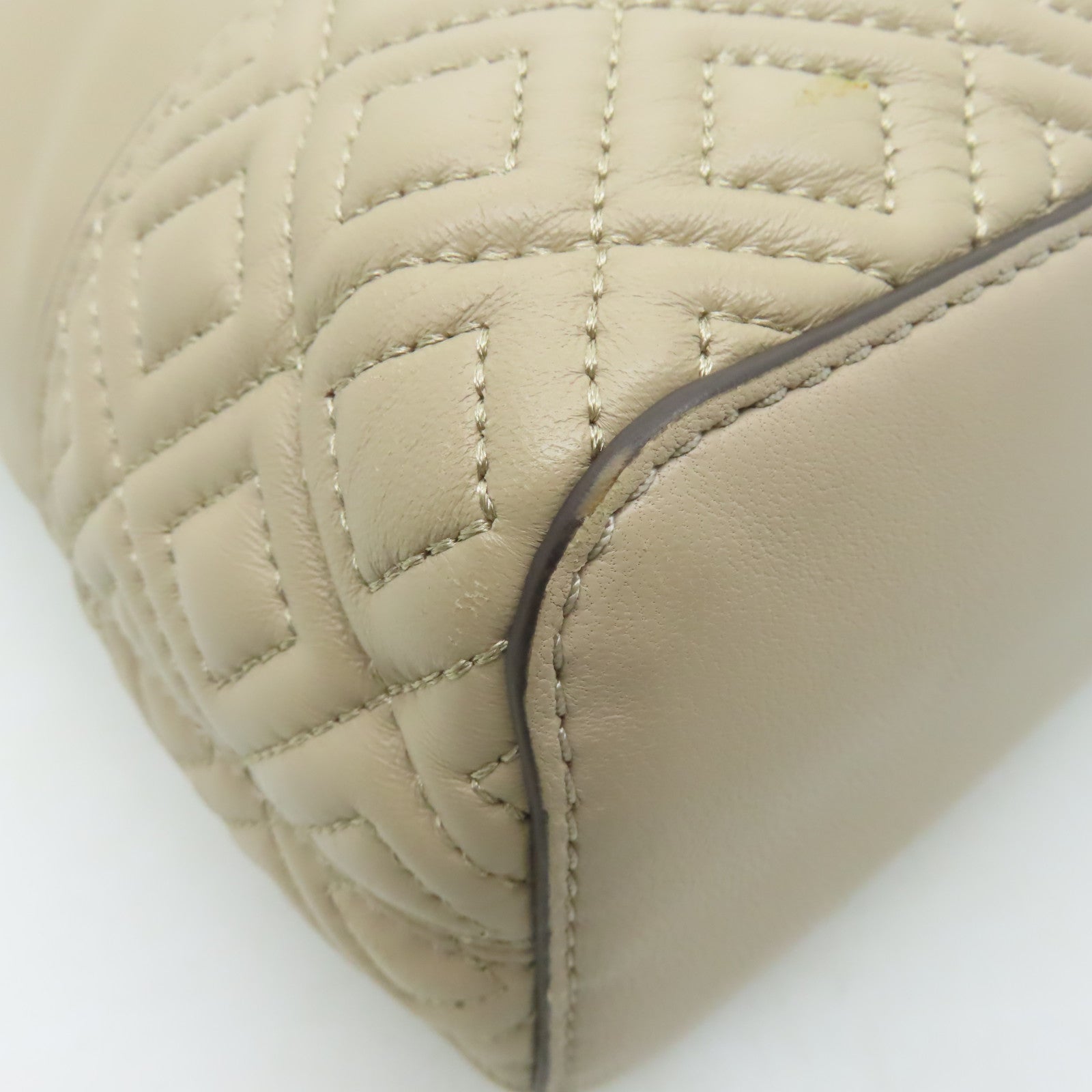 Tory Burch 【激減優惠】牛皮皮革Shoulder Bag金扣肩背袋米色