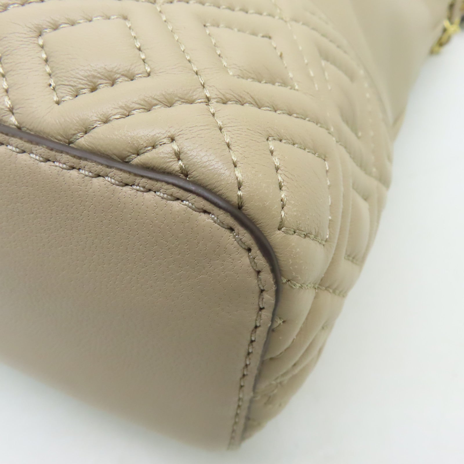 Tory Burch 【激減優惠】牛皮皮革Shoulder Bag金扣肩背袋米色