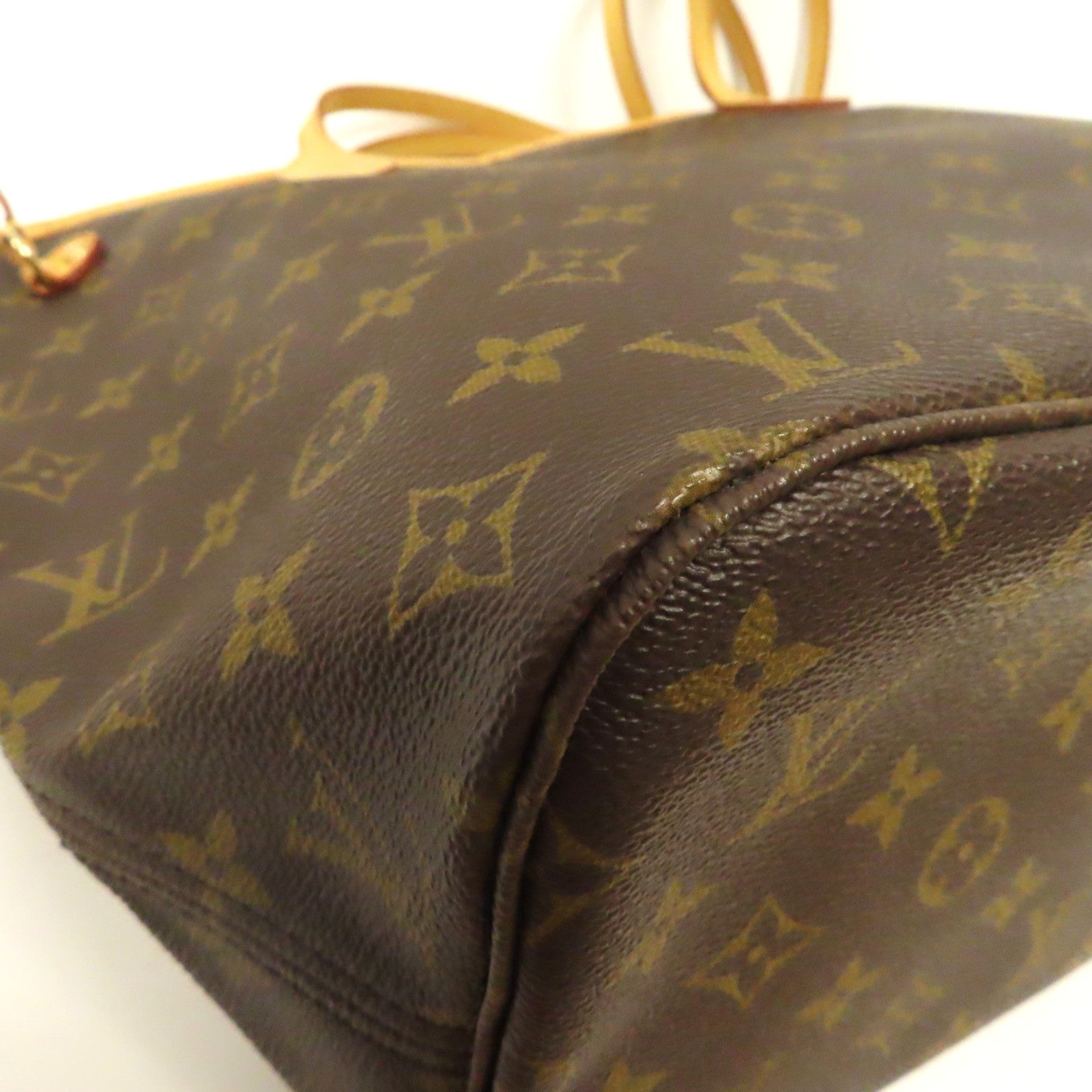 LOUIS VUITTON Monogram Neverfull MM金扣手挽袋啡色