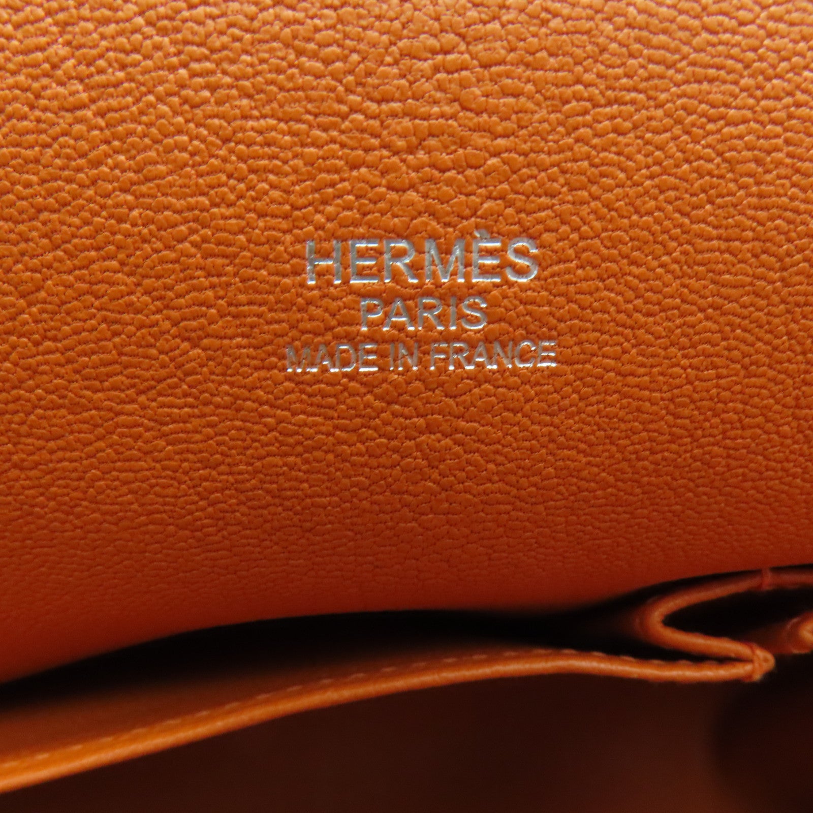 HERMES Clemence皮革Jypsiere 34銀扣肩背袋Orange/橙色