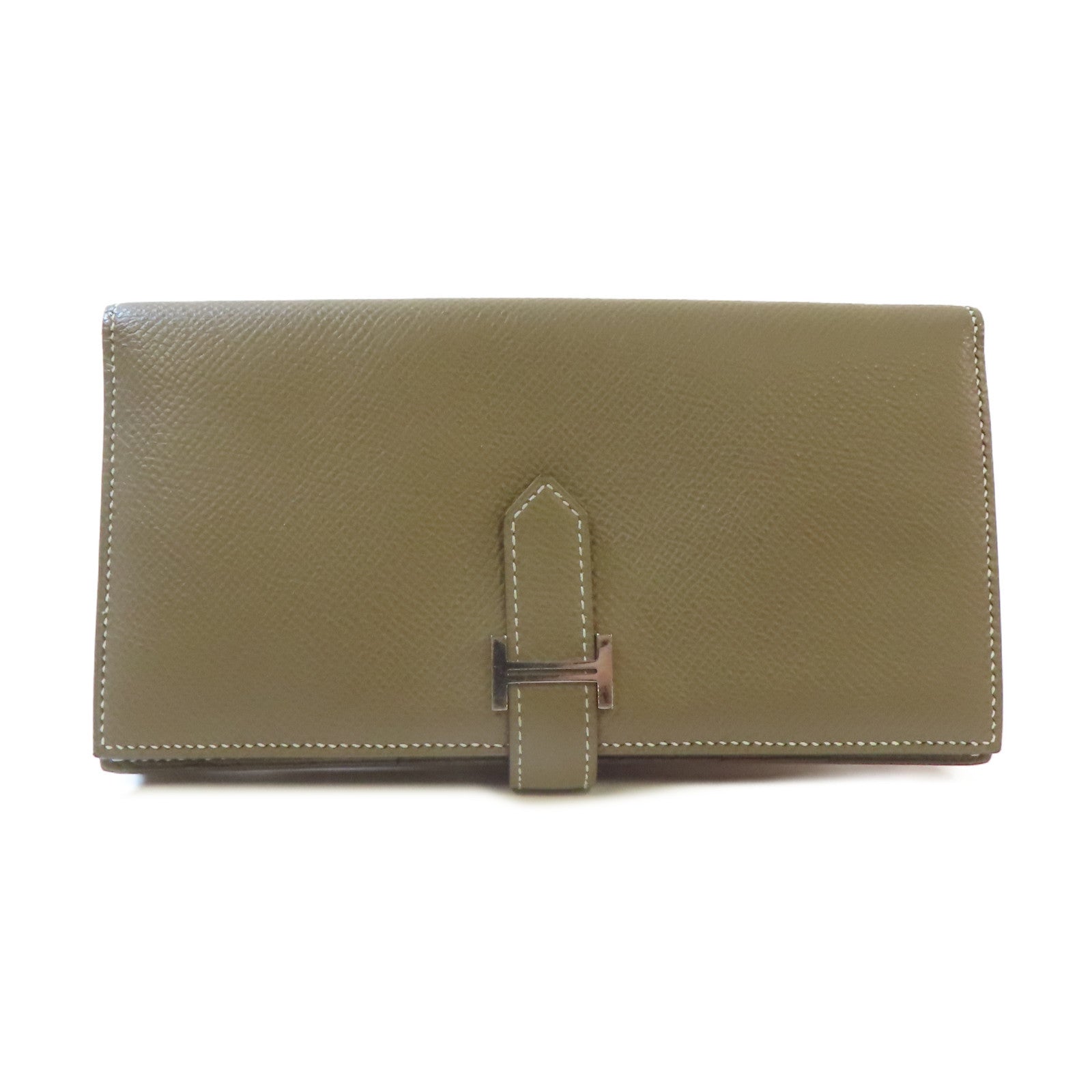 HERMES Epsom皮革Bearn Long Wallet銀扣長錢包啡色
