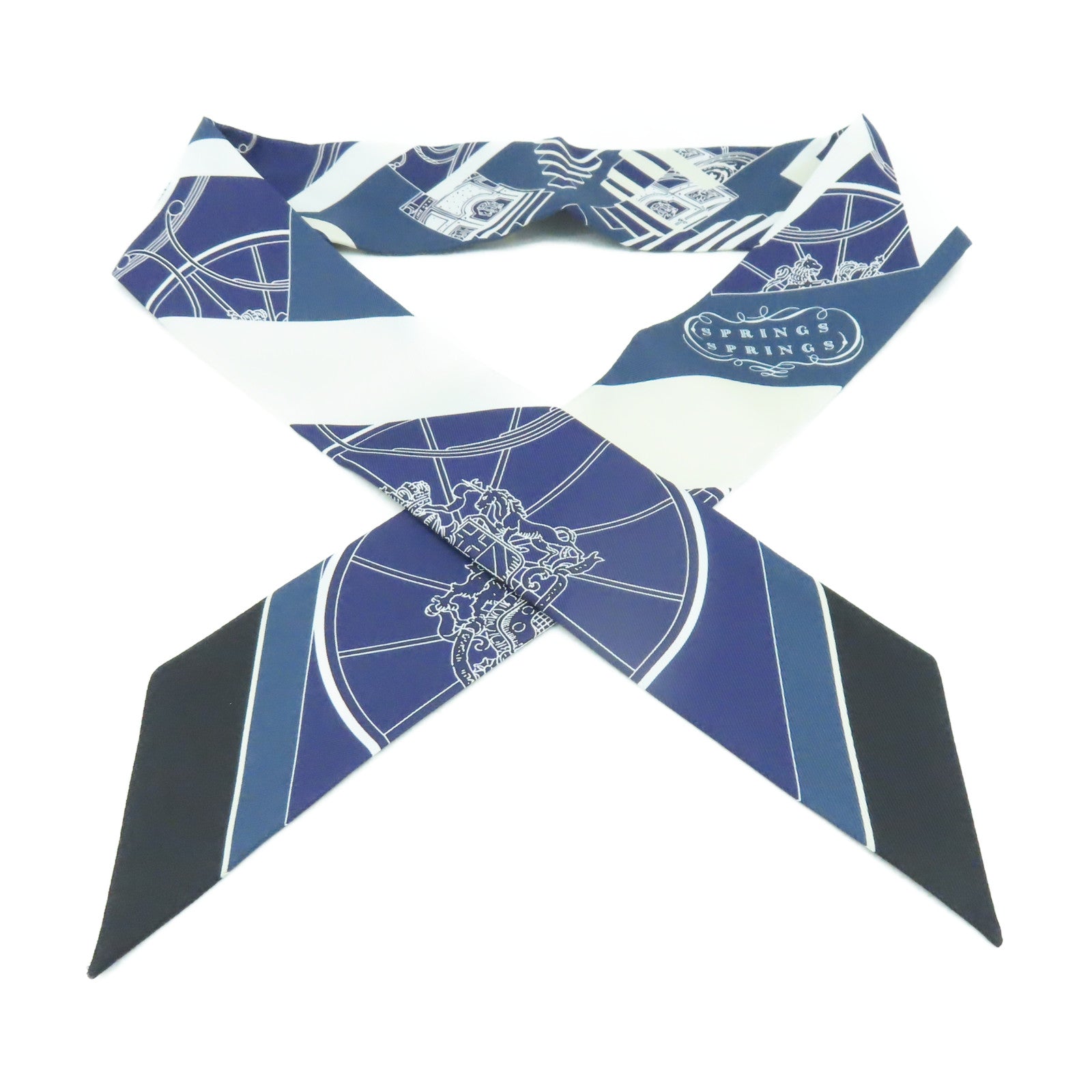 HERMES 丝质Twilly Scarf丝巾宝蓝色/白色/黑色/彩色