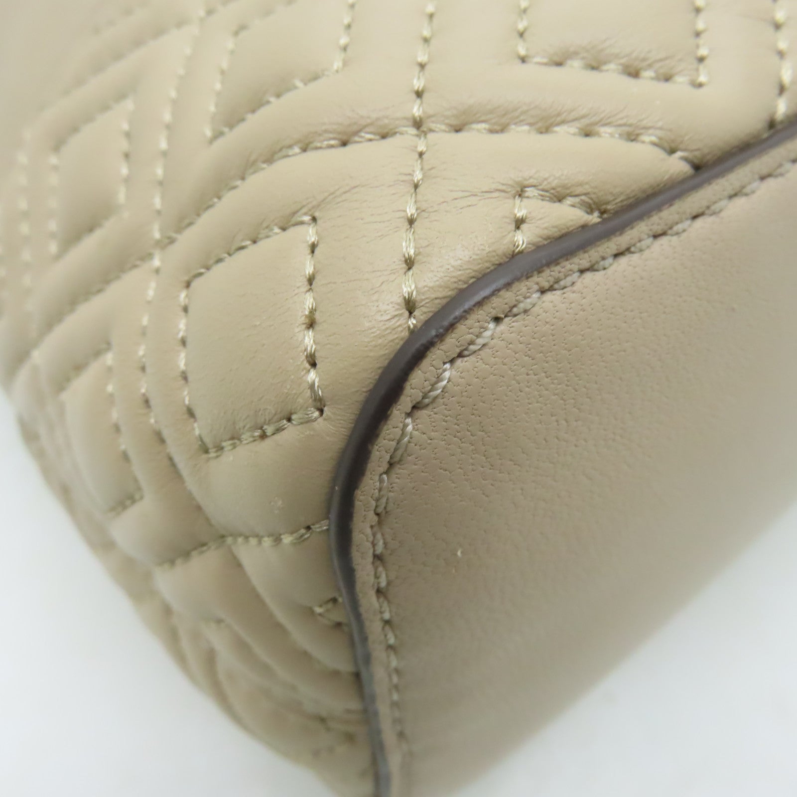 Tory Burch 【激減優惠】牛皮皮革Shoulder Bag金扣肩背袋米色