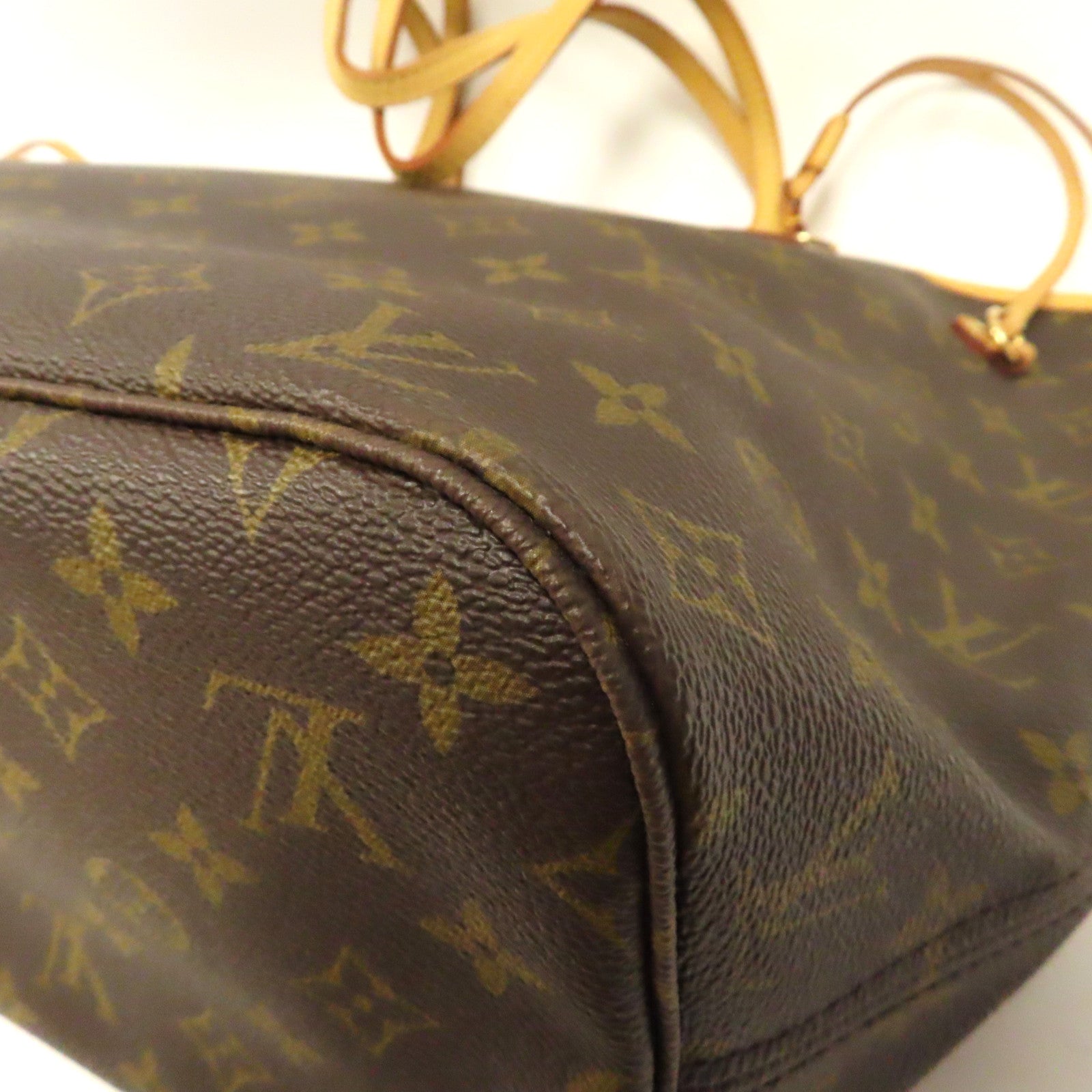 LOUIS VUITTON Monogram Neverfull MM金扣手挽袋啡色