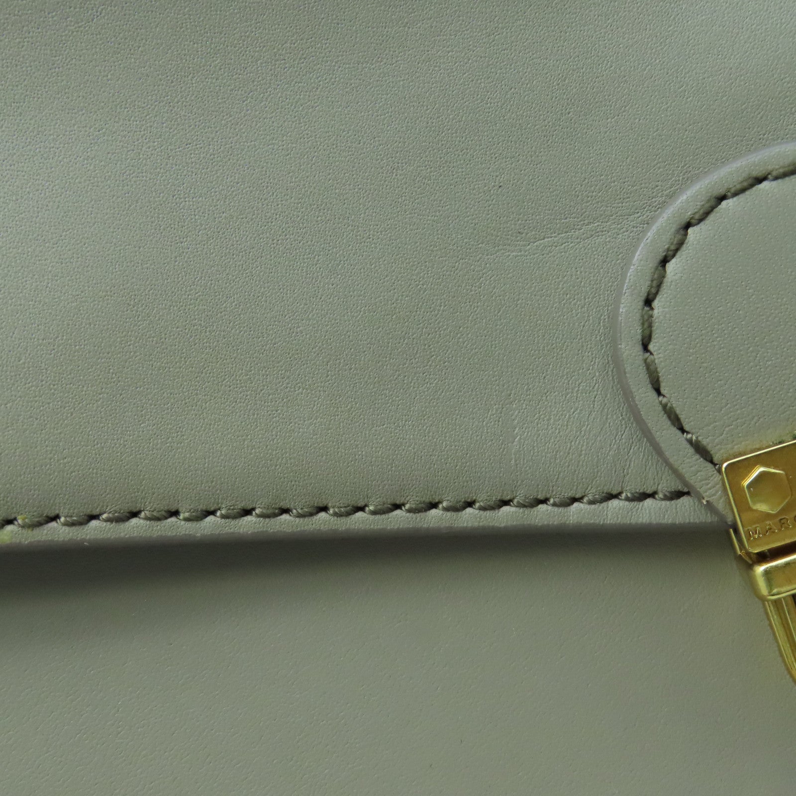 MARC JACOBS cowhide leather 2 Way Shoulder gold buckle handle shoulder bag gray