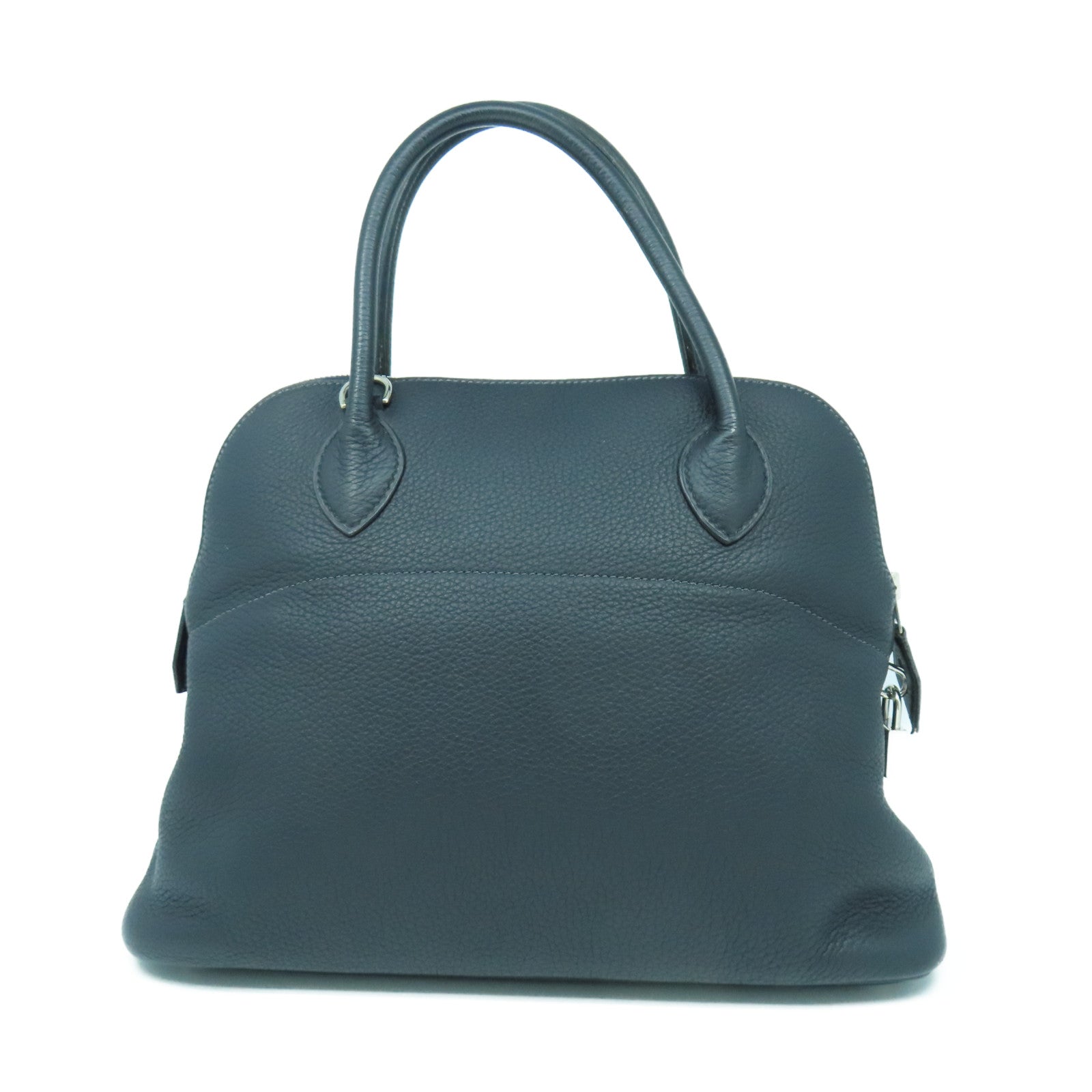 HERMES Clemence皮革Bolide 31銀扣手挽肩背兩用袋Blue indigo