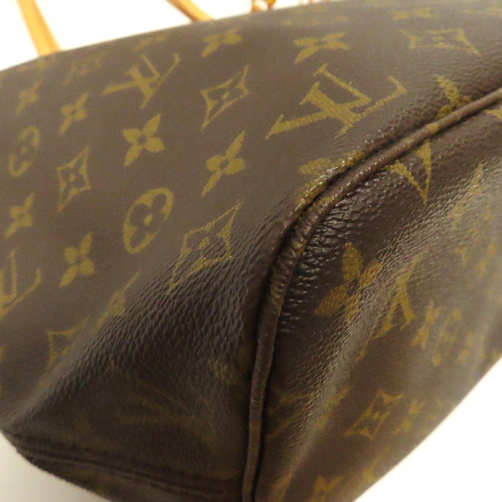 LOUIS VUITTON Monogram Neverfull MM金扣手挽袋啡色