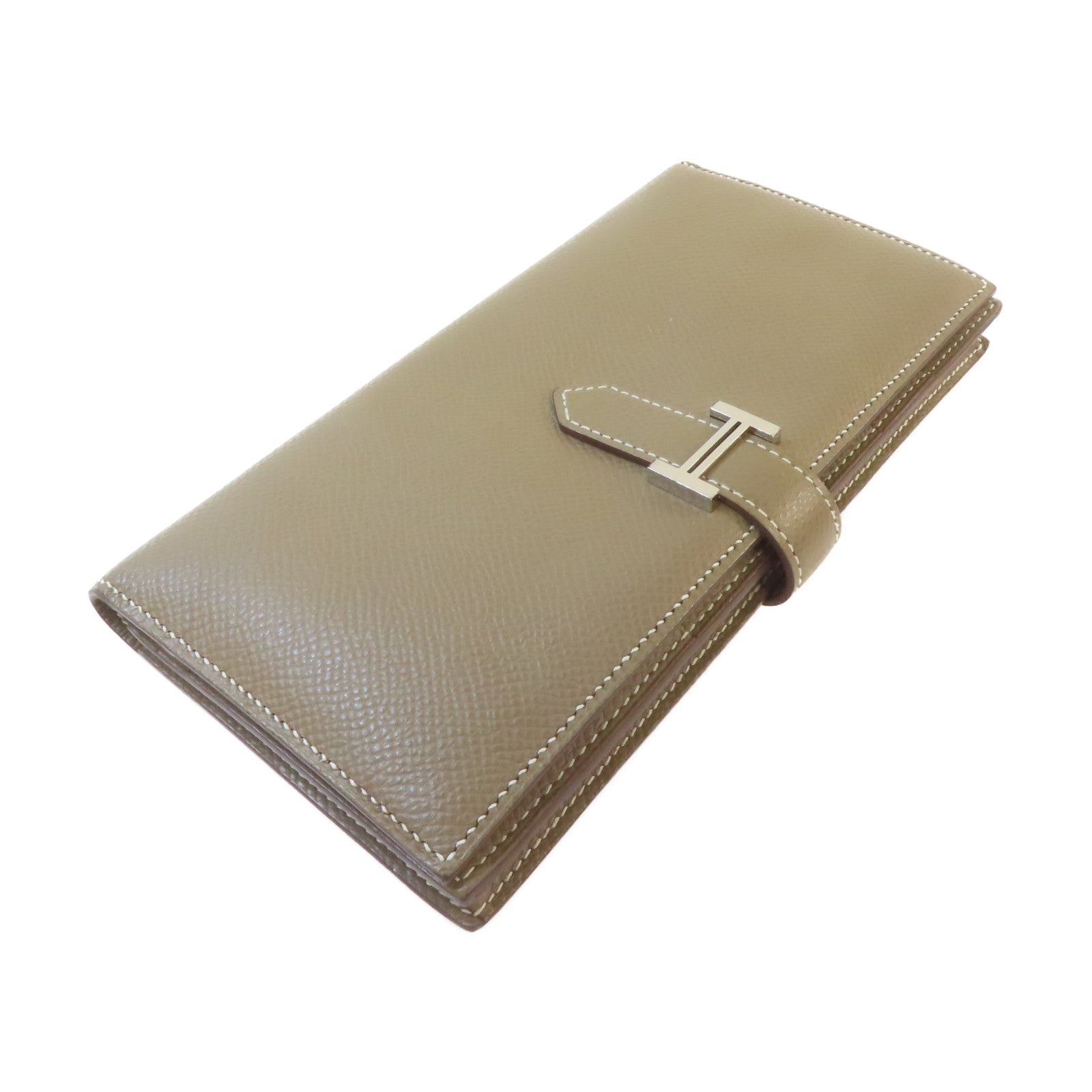 HERMES Epsom皮革Bearn Long Wallet銀扣長錢包啡色