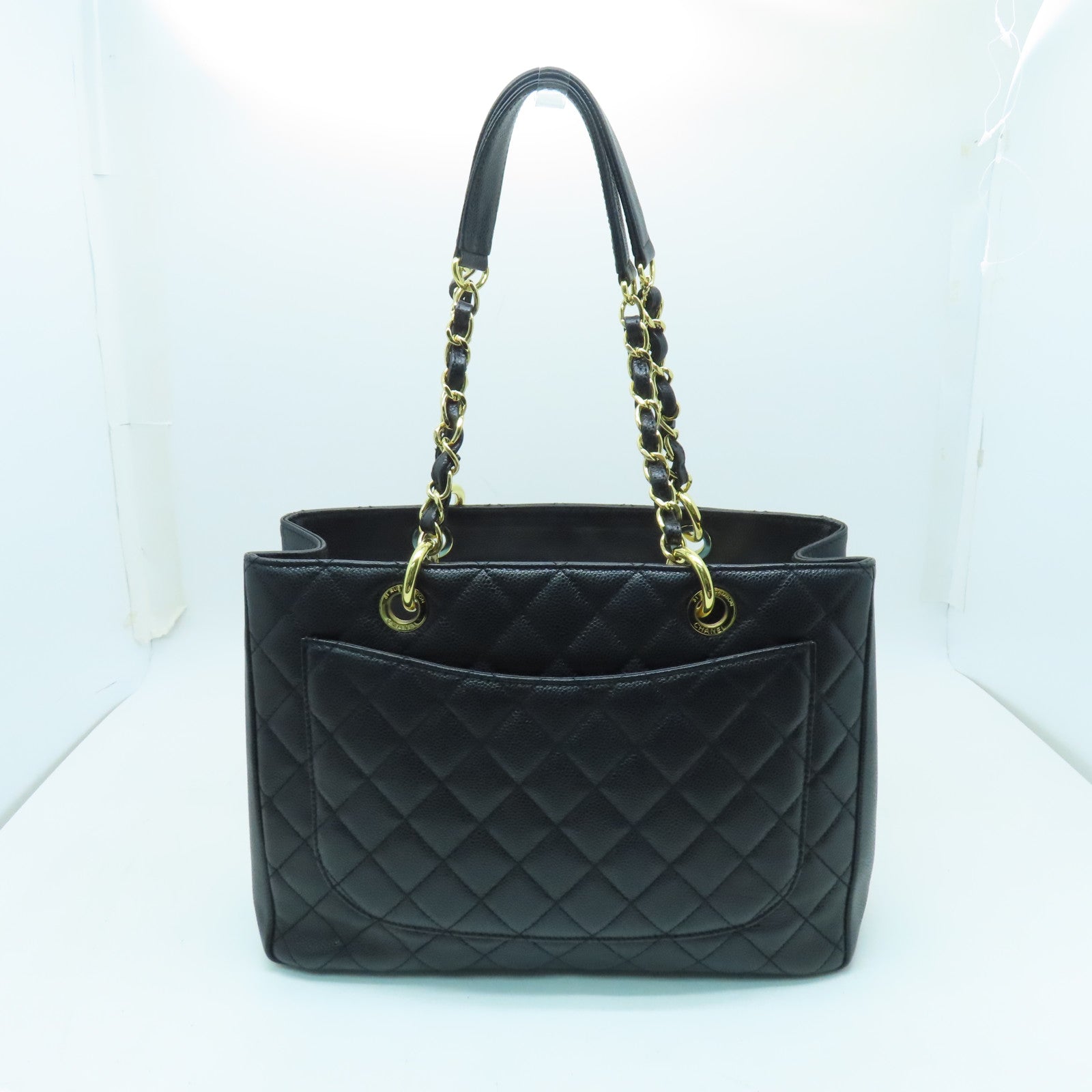 CHANEL 菱格Caviar皮革GST金扣手挽袋黑色