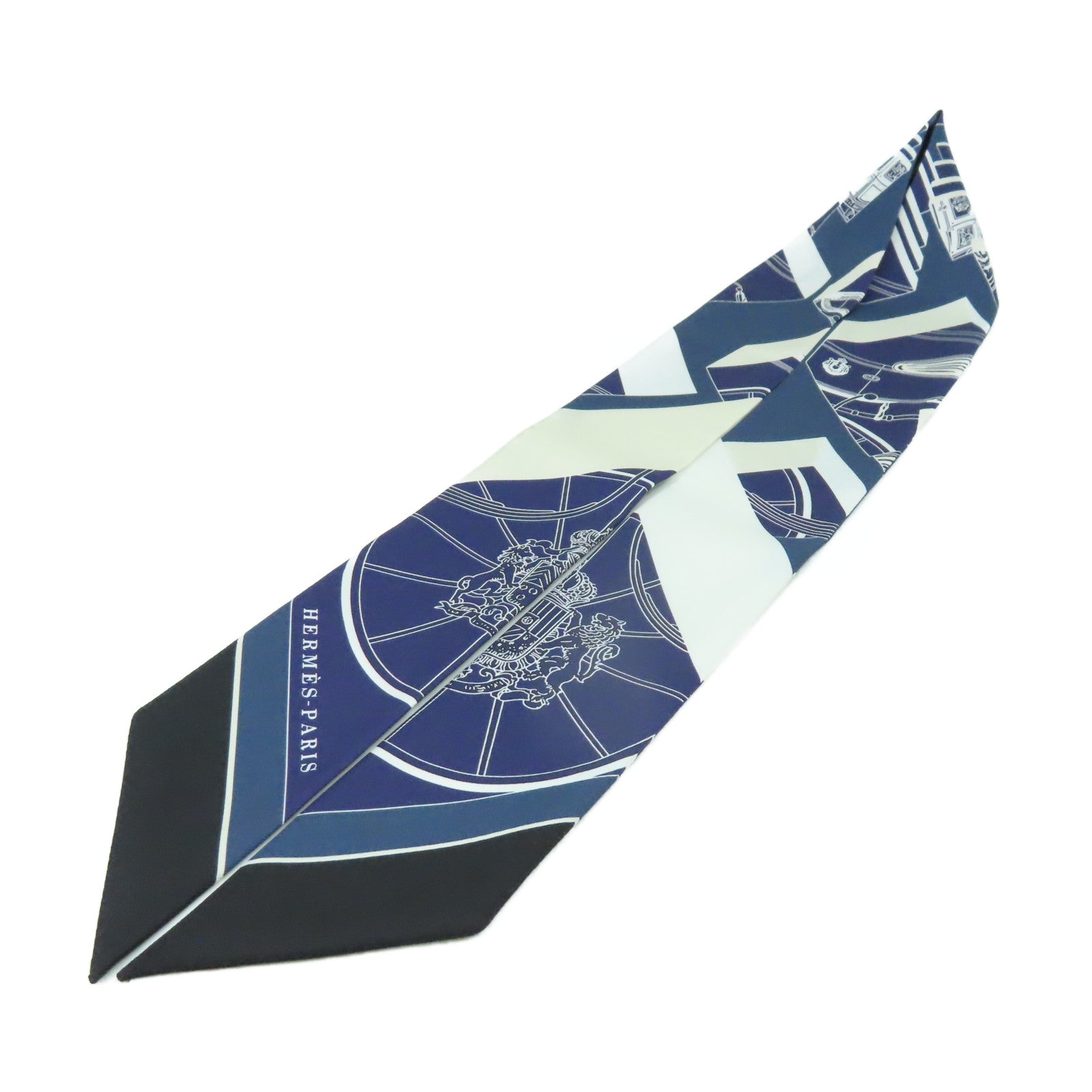 HERMES 丝质Twilly Scarf丝巾宝蓝色/白色/黑色/彩色