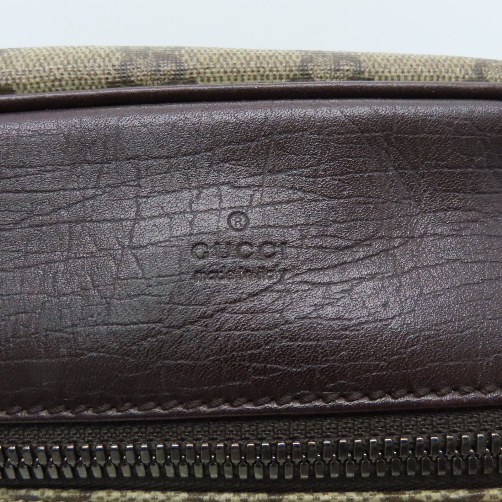GUCCI coated canvas Shoulder Bag silver buckle shoulder bag brown
