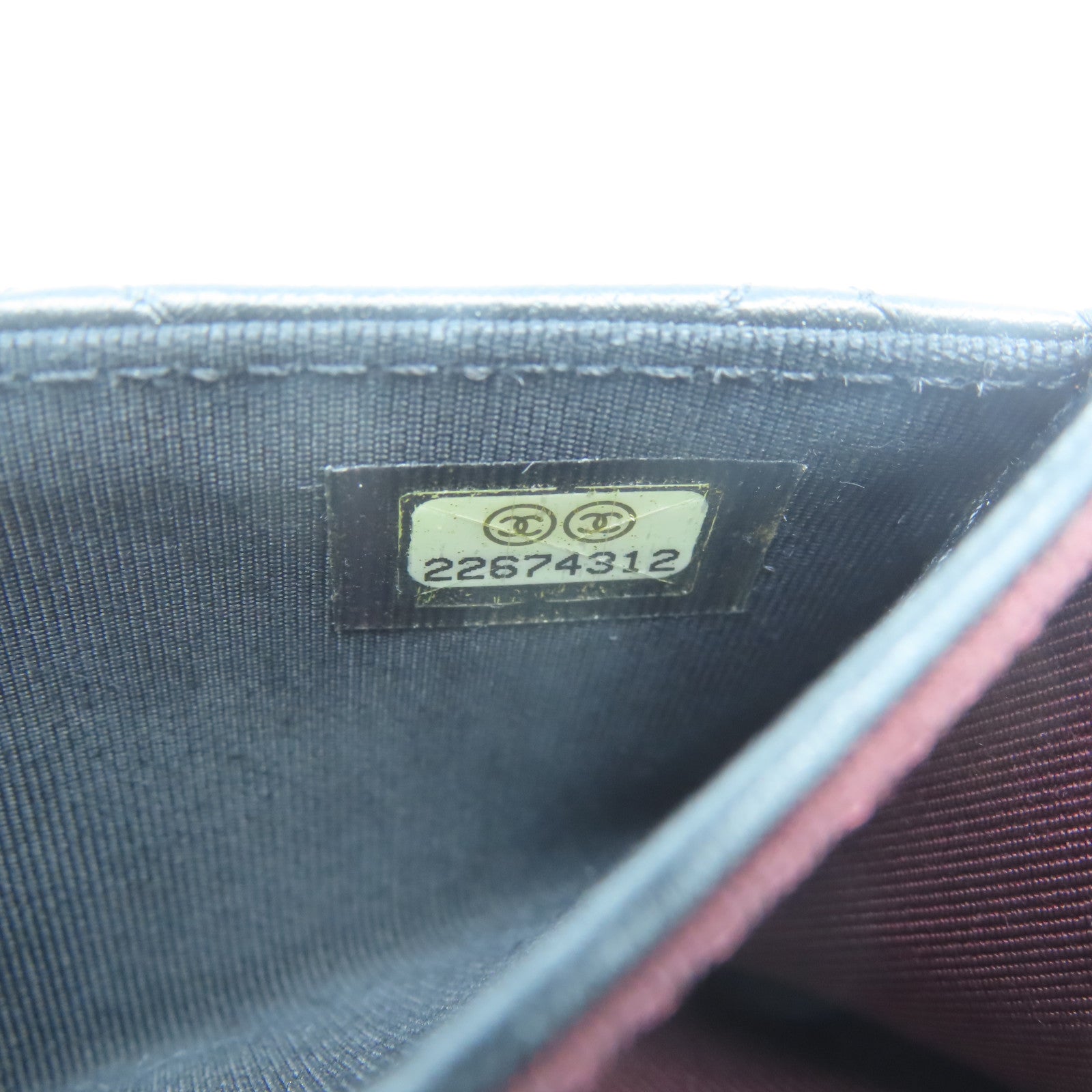 CHANEL 菱格羊皮皮革Card Case銀扣卡片套黑色