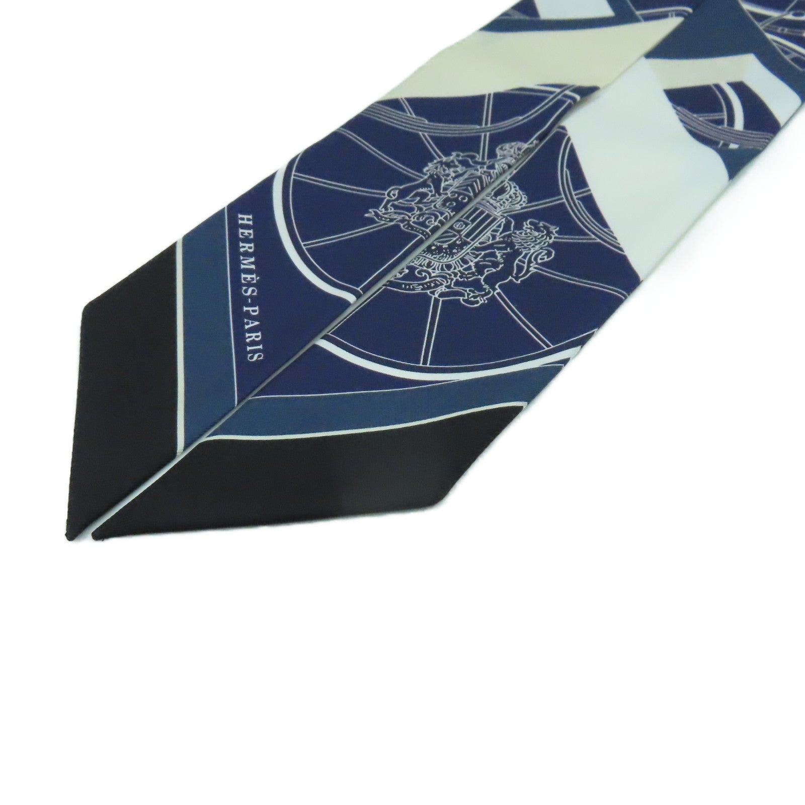 HERMES 丝质Twilly Scarf丝巾宝蓝色/白色/黑色/彩色
