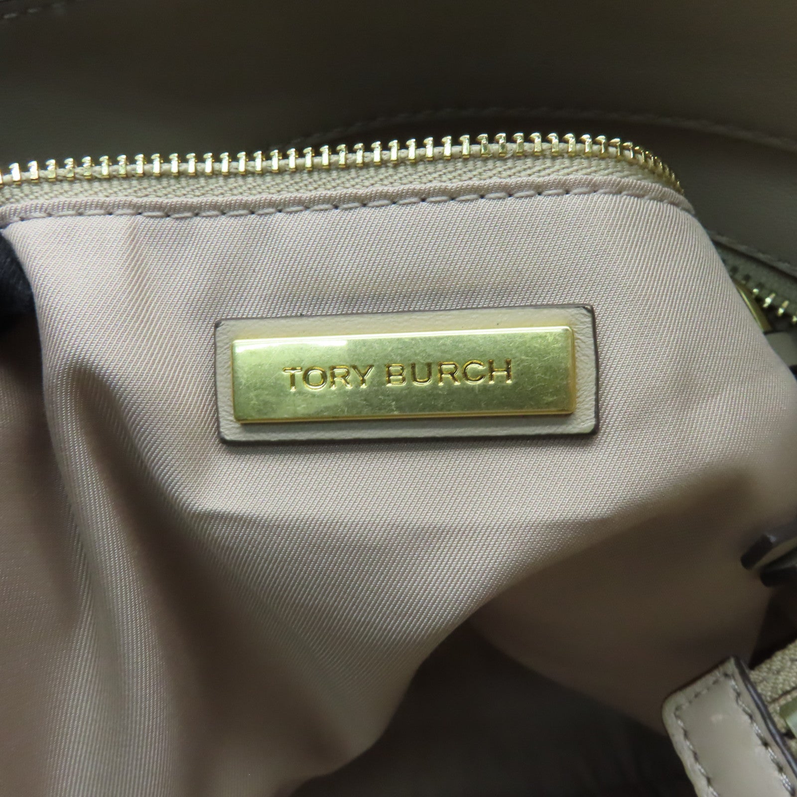 Tory Burch 【激減優惠】牛皮皮革Shoulder Bag金扣肩背袋米色