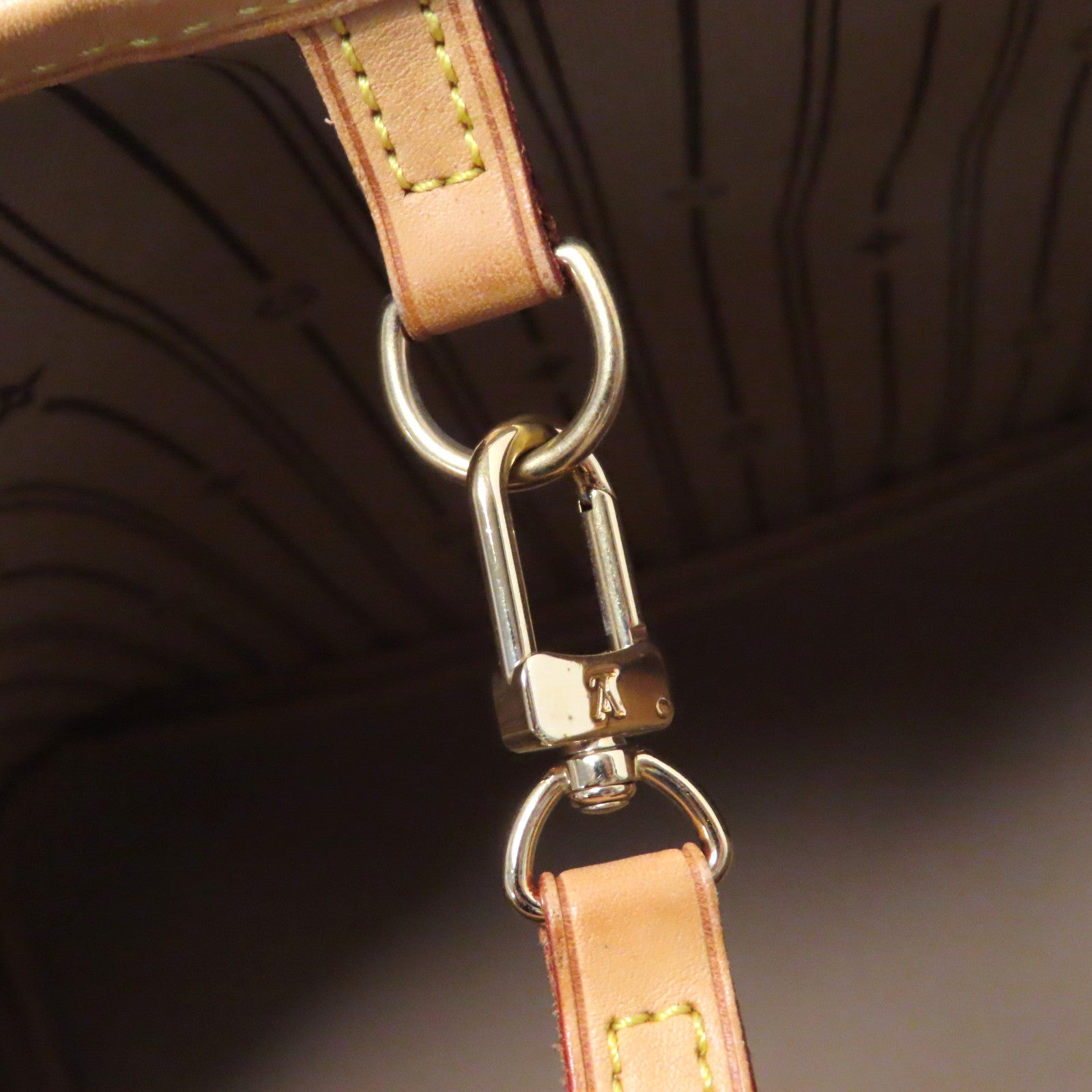 LOUIS VUITTON Monogram Neverfull MM金扣手挽袋啡色