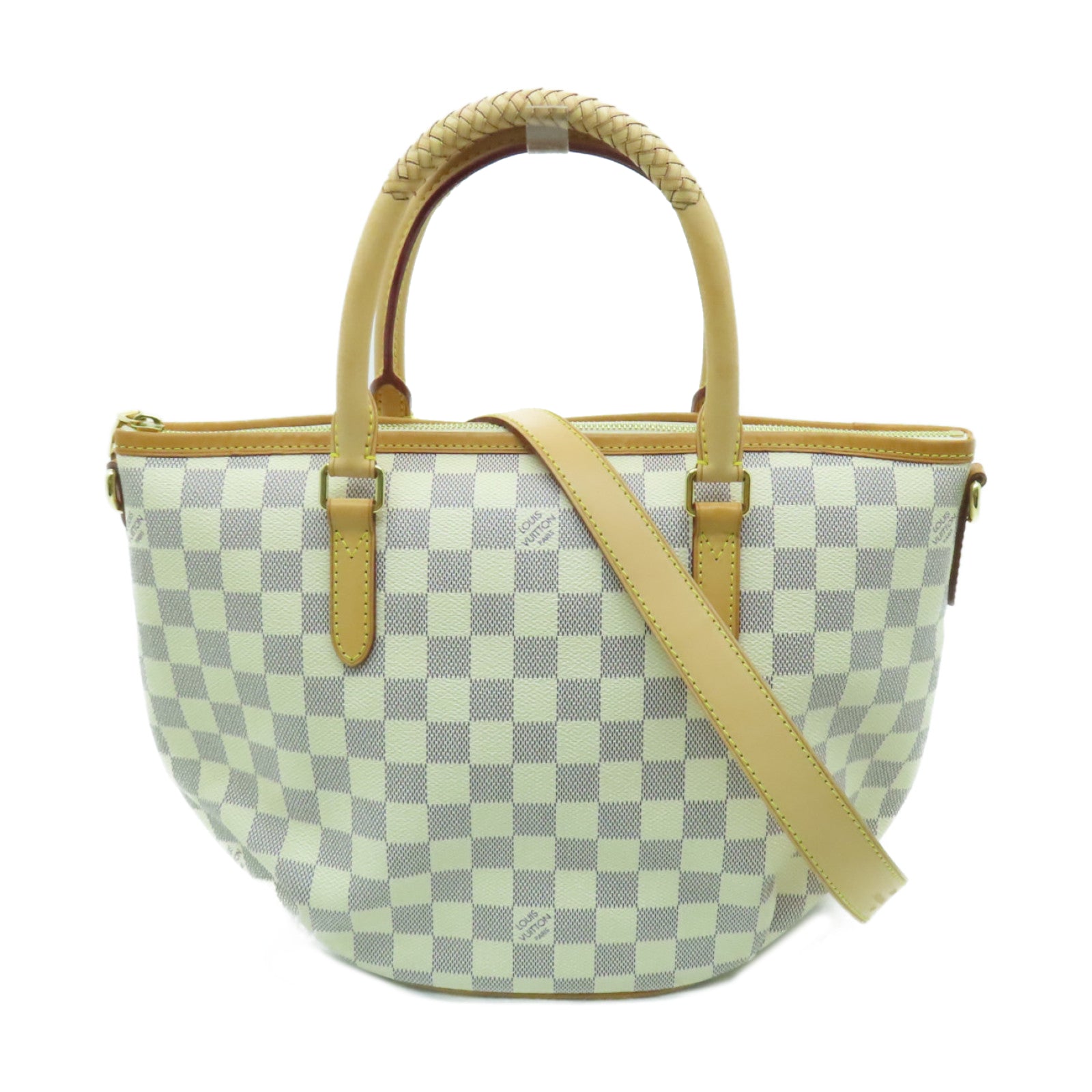LOUIS VUITTON Damier Azur Riviera金扣手挽肩背兩用袋白色