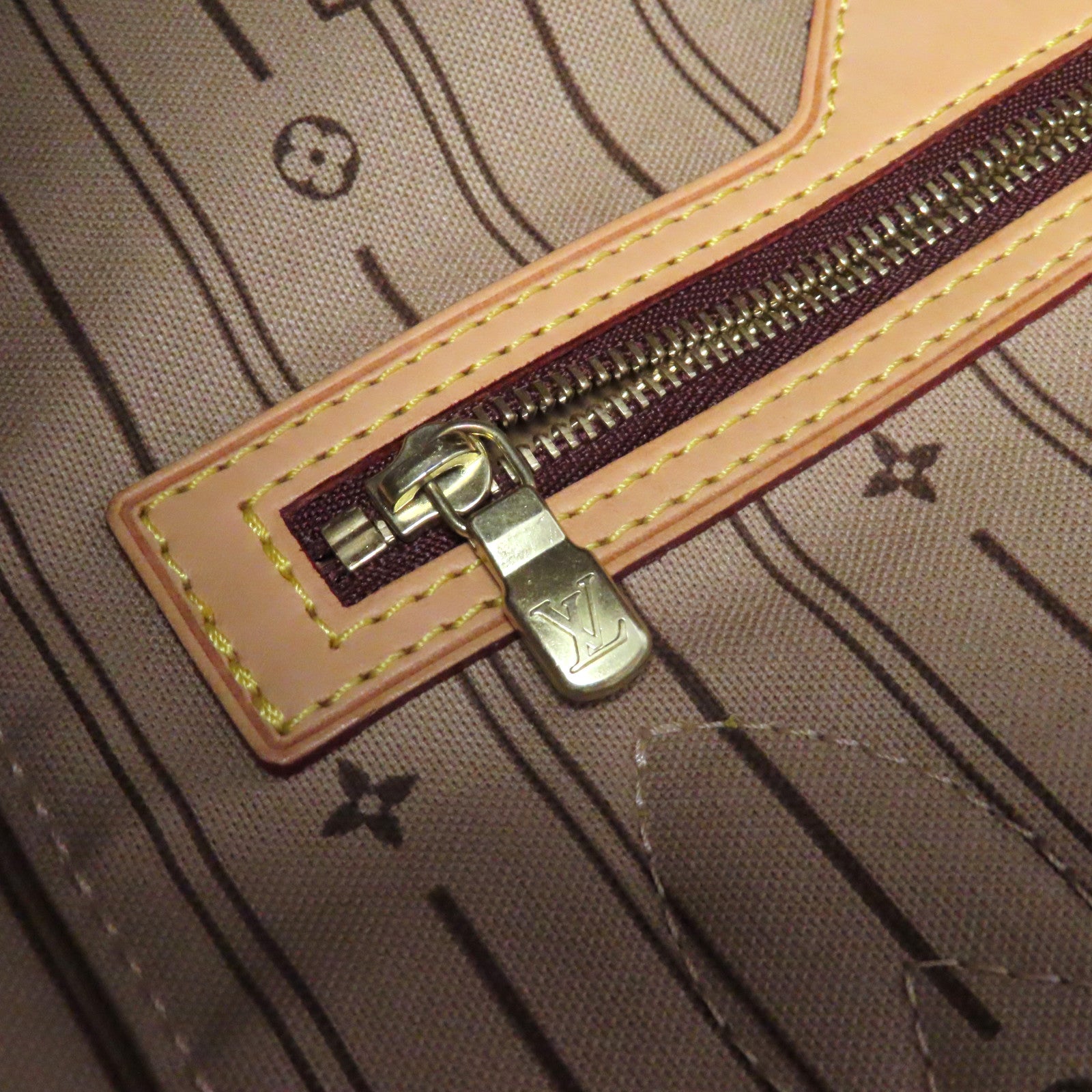 LOUIS VUITTON Monogram Neverfull MM金扣手挽袋啡色