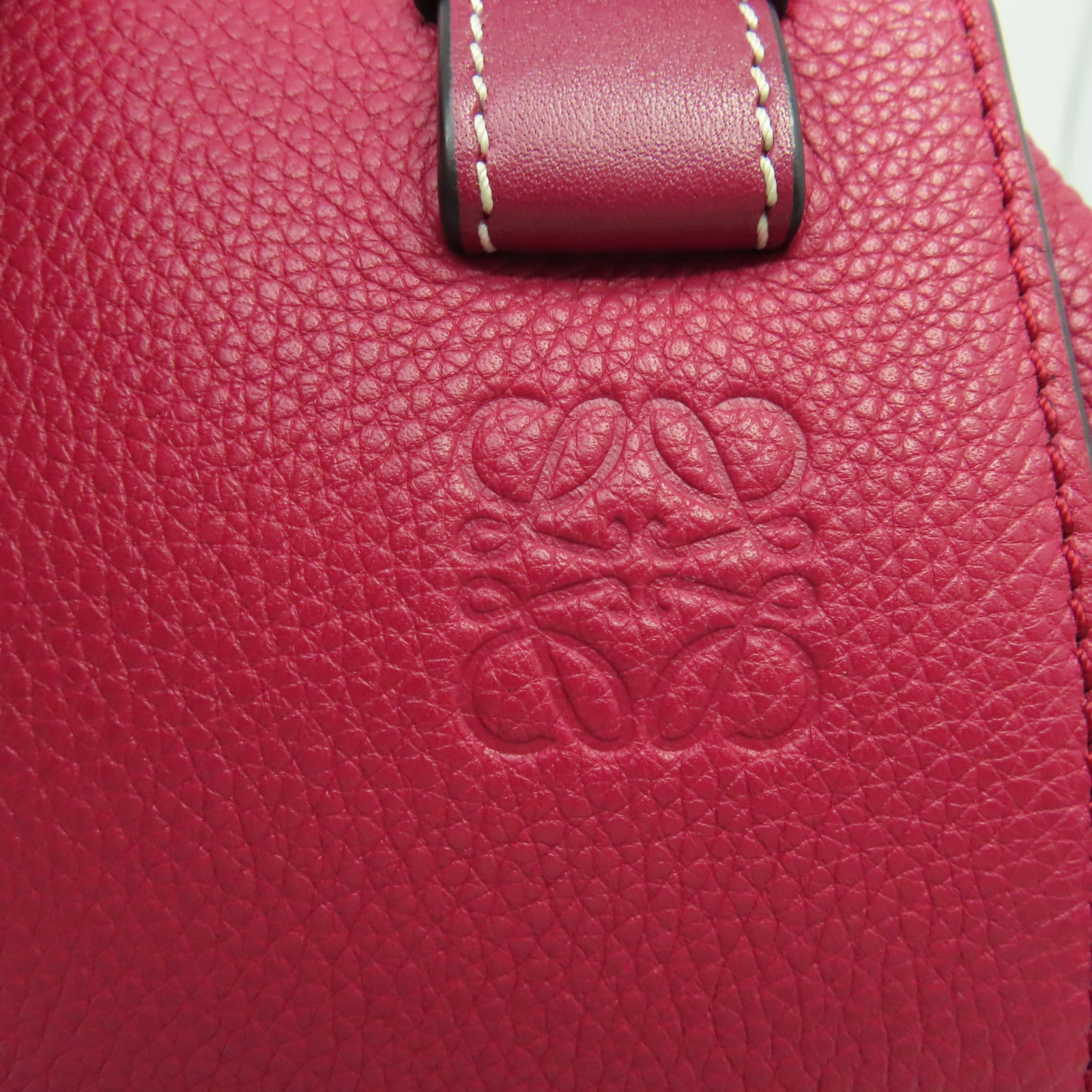 LOEWE 【激減優惠】牛皮皮革Hammock Large 2Way Shoulder Bag銀扣手挽肩背兩用袋酒紅色