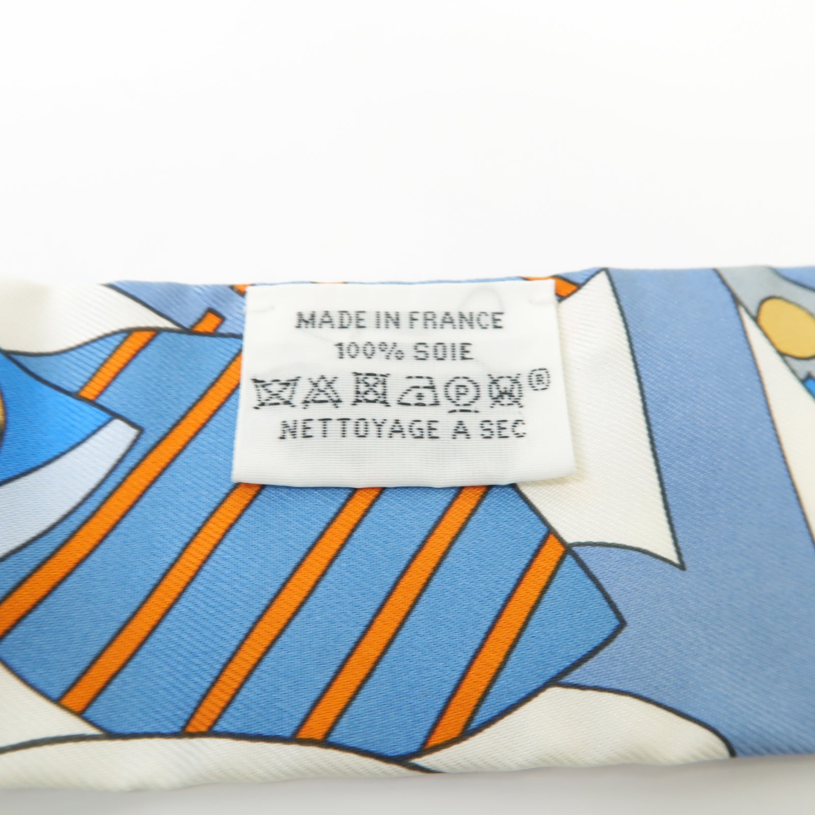 HERMES 絲質Twilly絲巾藍色/橙色