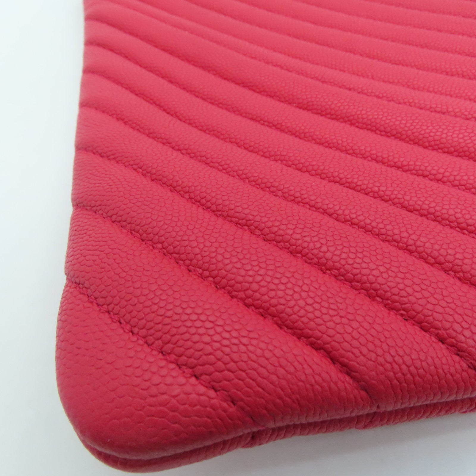 CHANEL Twill Caviar Leather Clutch Gold Buckle Clutch Red