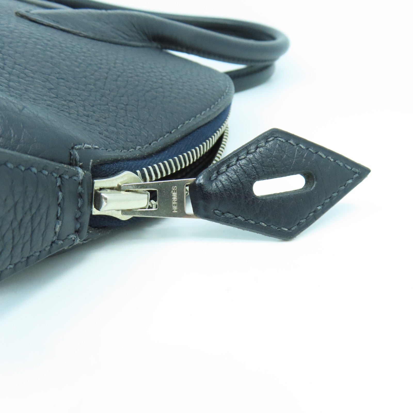 HERMES Clemence皮革Bolide 31銀扣手挽肩背兩用袋Blue indigo
