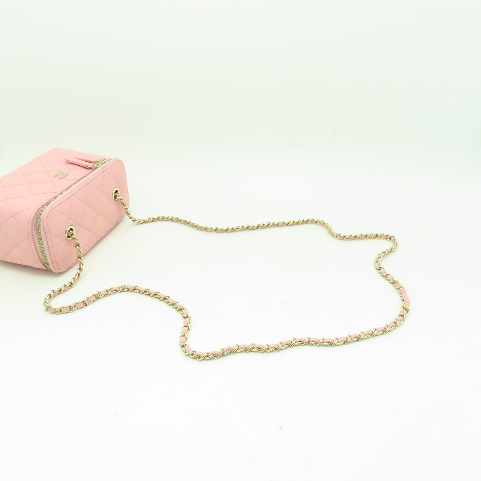 CHANEL 【激減優惠】菱格Caviar皮革Chain Shoulder Bag金扣鏈帶肩背袋粉紅色