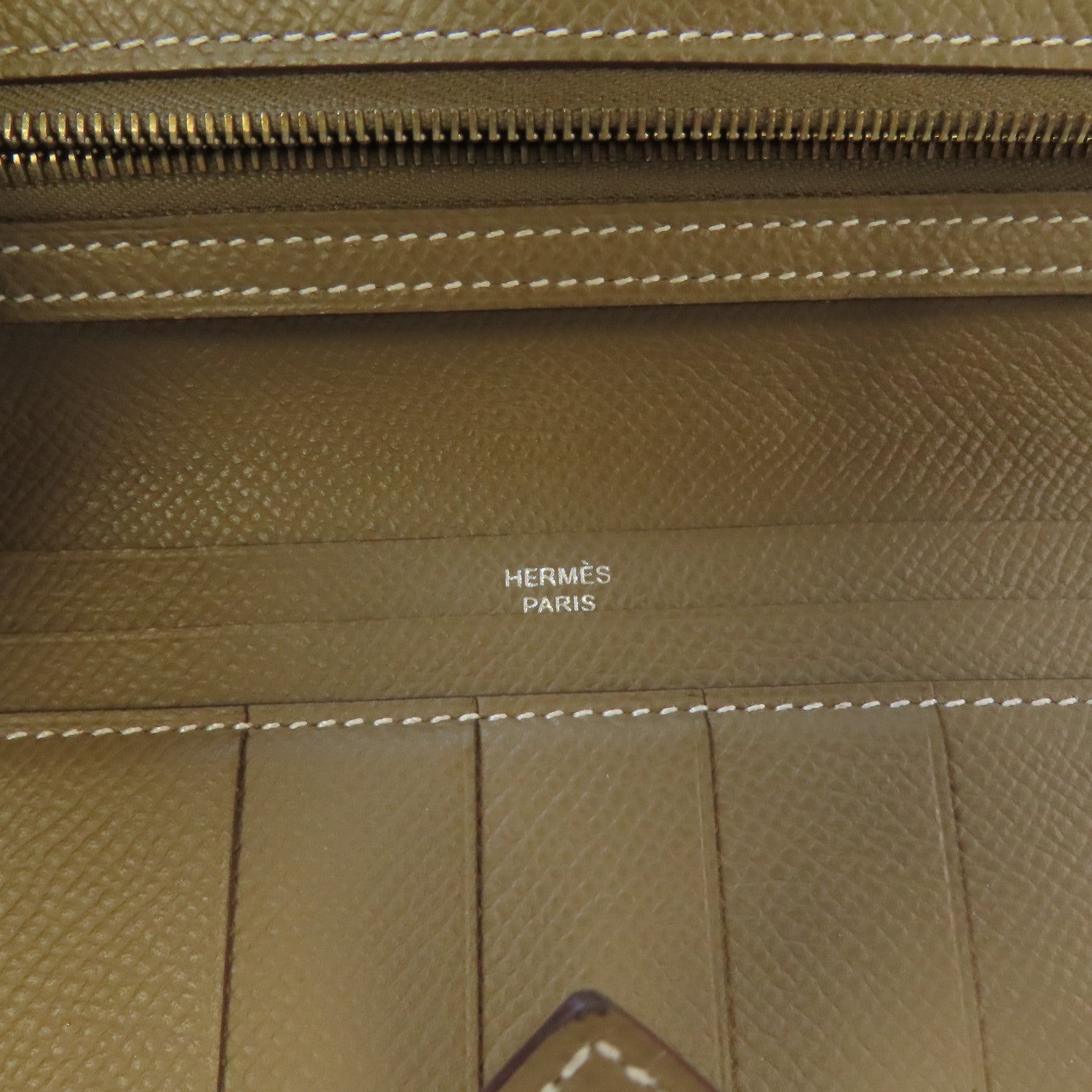 HERMES Epsom皮革Bearn Long Wallet銀扣長錢包啡色