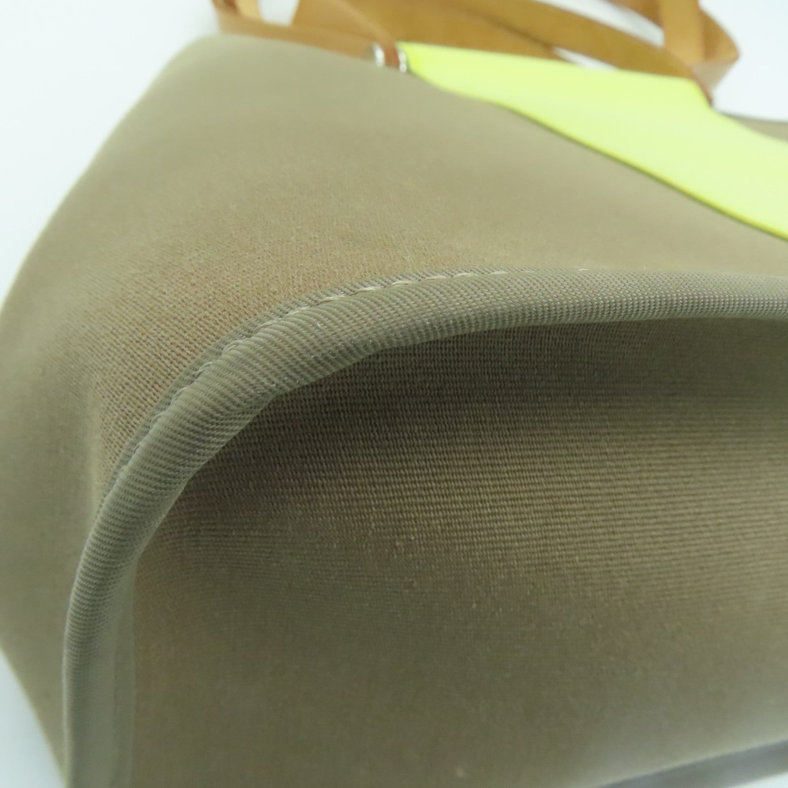 HERMES 帆布Cabag銀扣手挽肩背兩用袋Etuope/Yellow