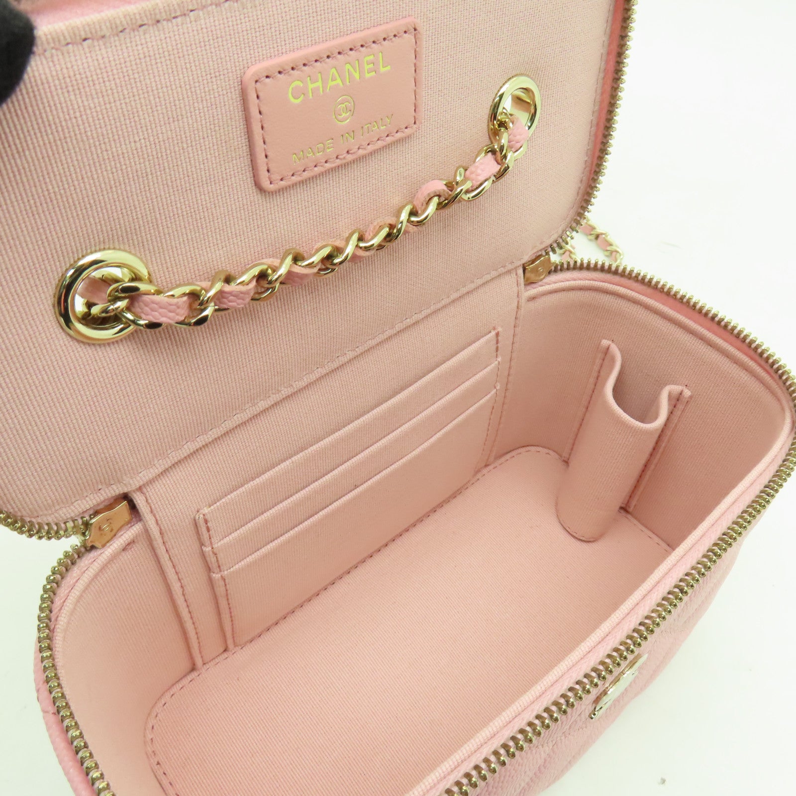 CHANEL 【激減優惠】菱格Caviar皮革Chain Shoulder Bag金扣鏈帶肩背袋粉紅色
