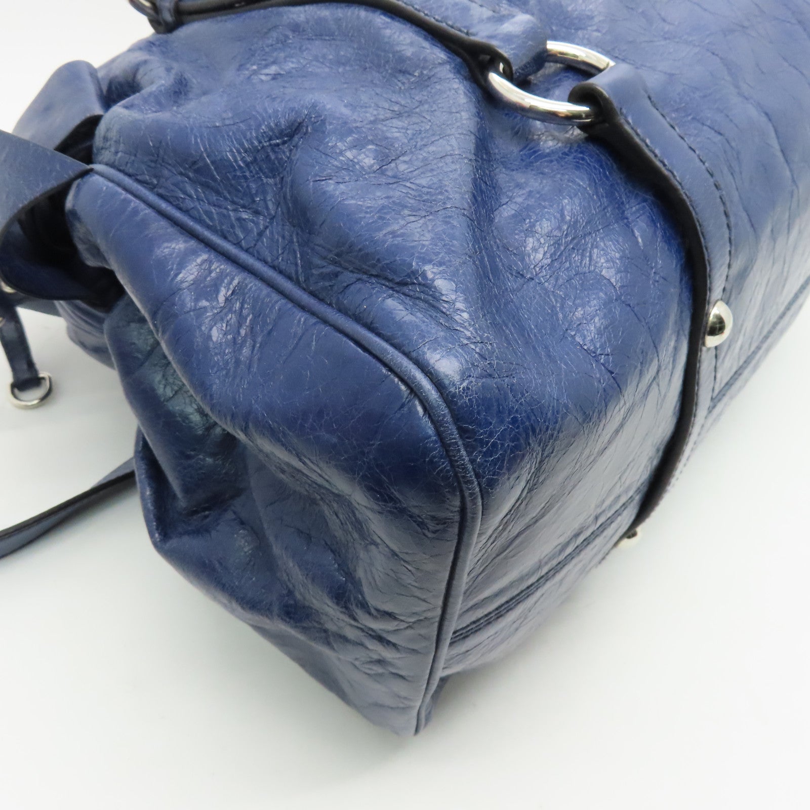 Miu Miu Cowhide Leather 2 Way Shoulder Handle Shoulder Bag Blue