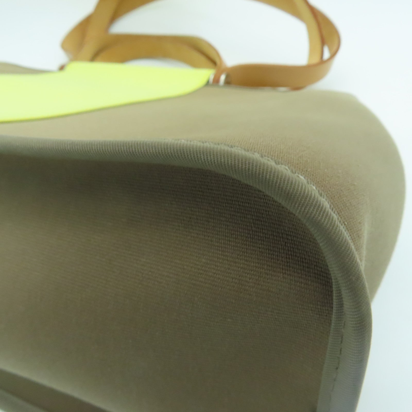 HERMES 帆布Cabag銀扣手挽肩背兩用袋Etuope/Yellow