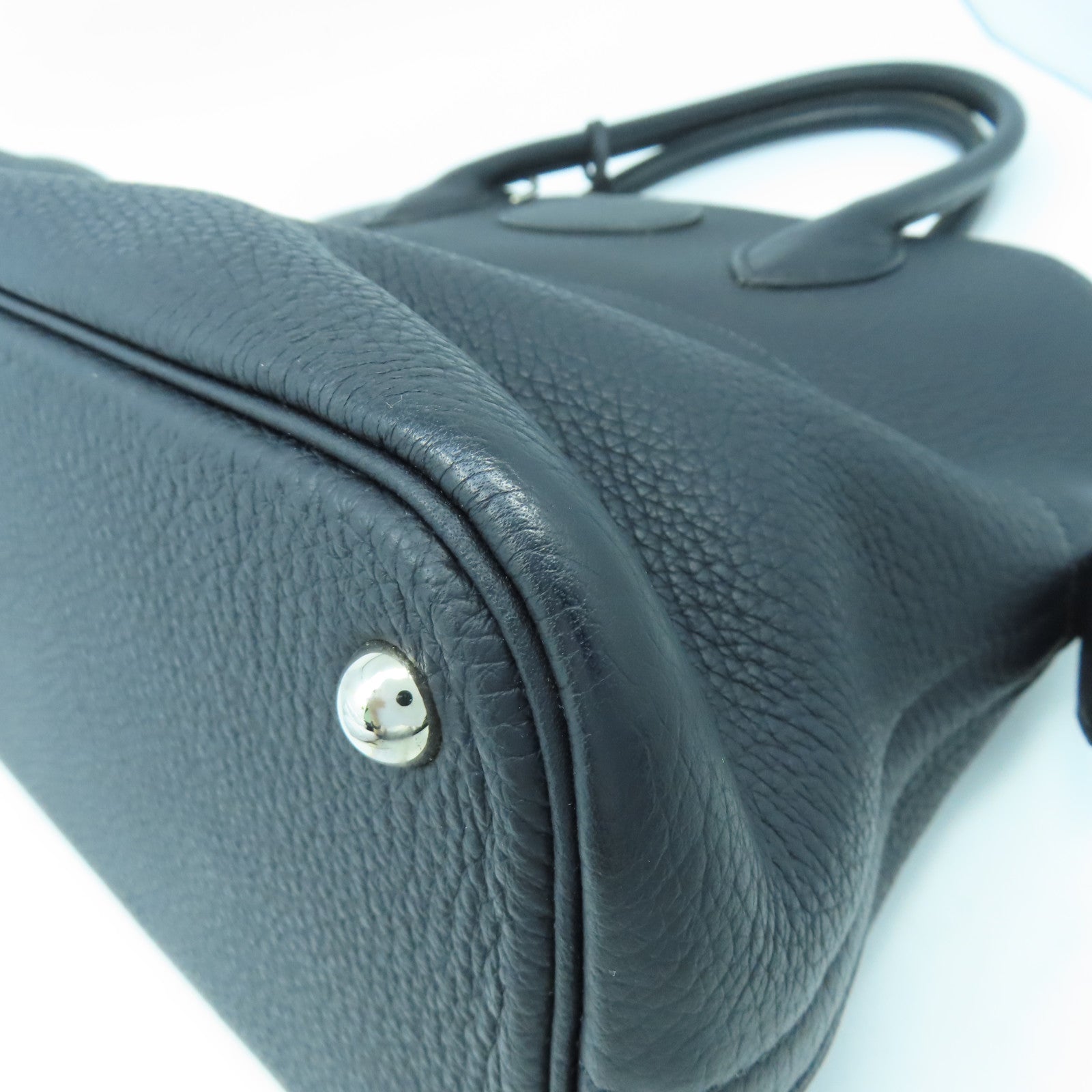 HERMES Clemence皮革Bolide 31銀扣手挽肩背兩用袋Blue indigo