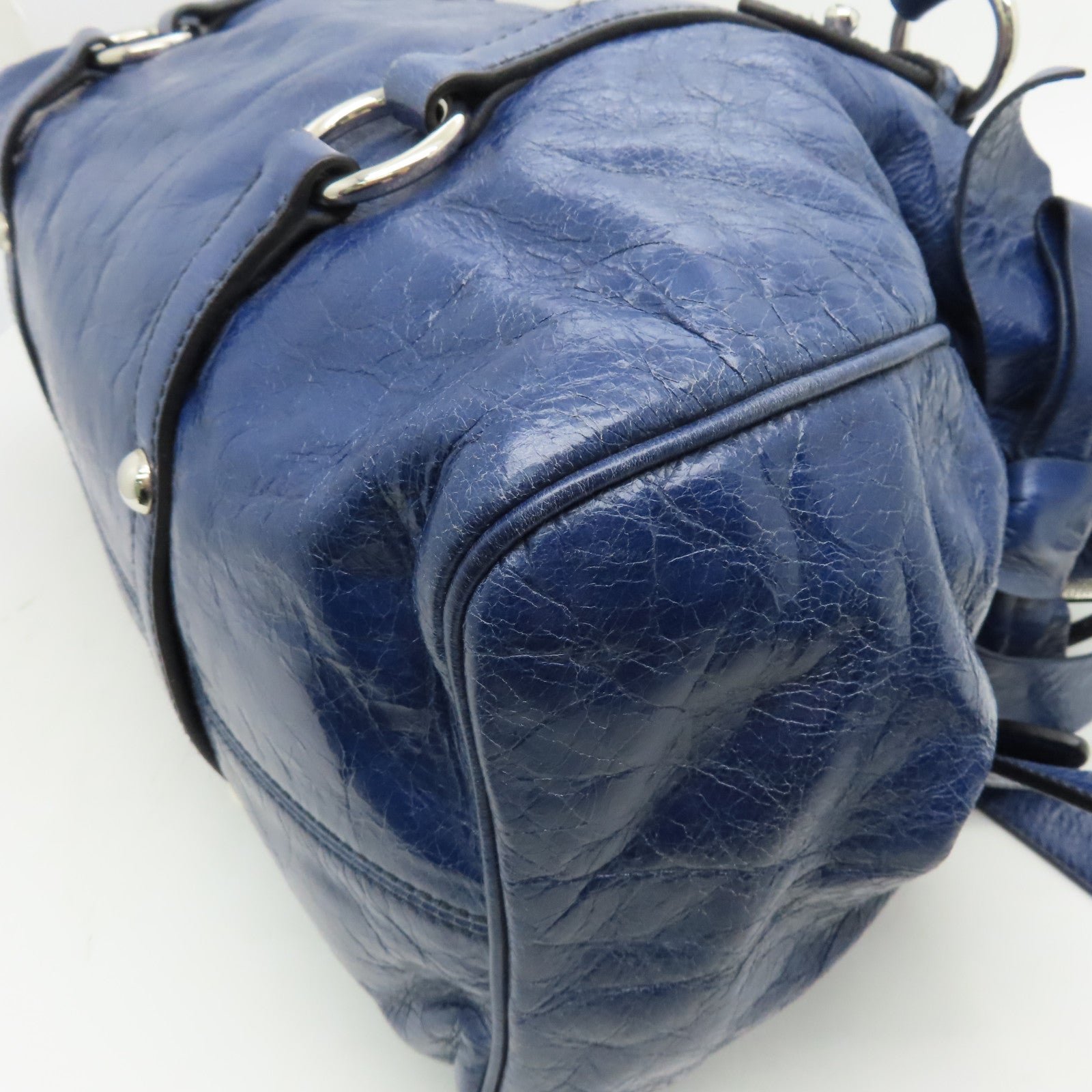Miu Miu Cowhide Leather 2 Way Shoulder Handle Shoulder Bag Blue