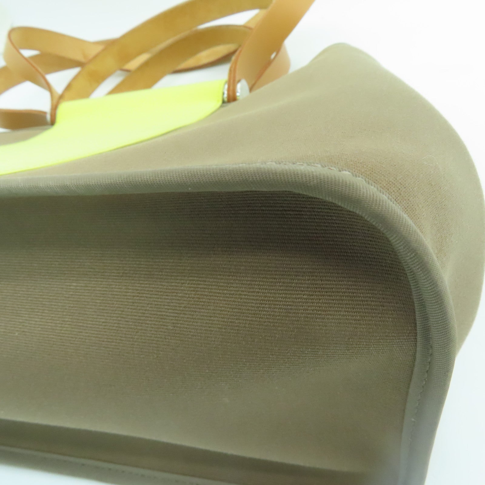 HERMES 帆布Cabag銀扣手挽肩背兩用袋Etuope/Yellow